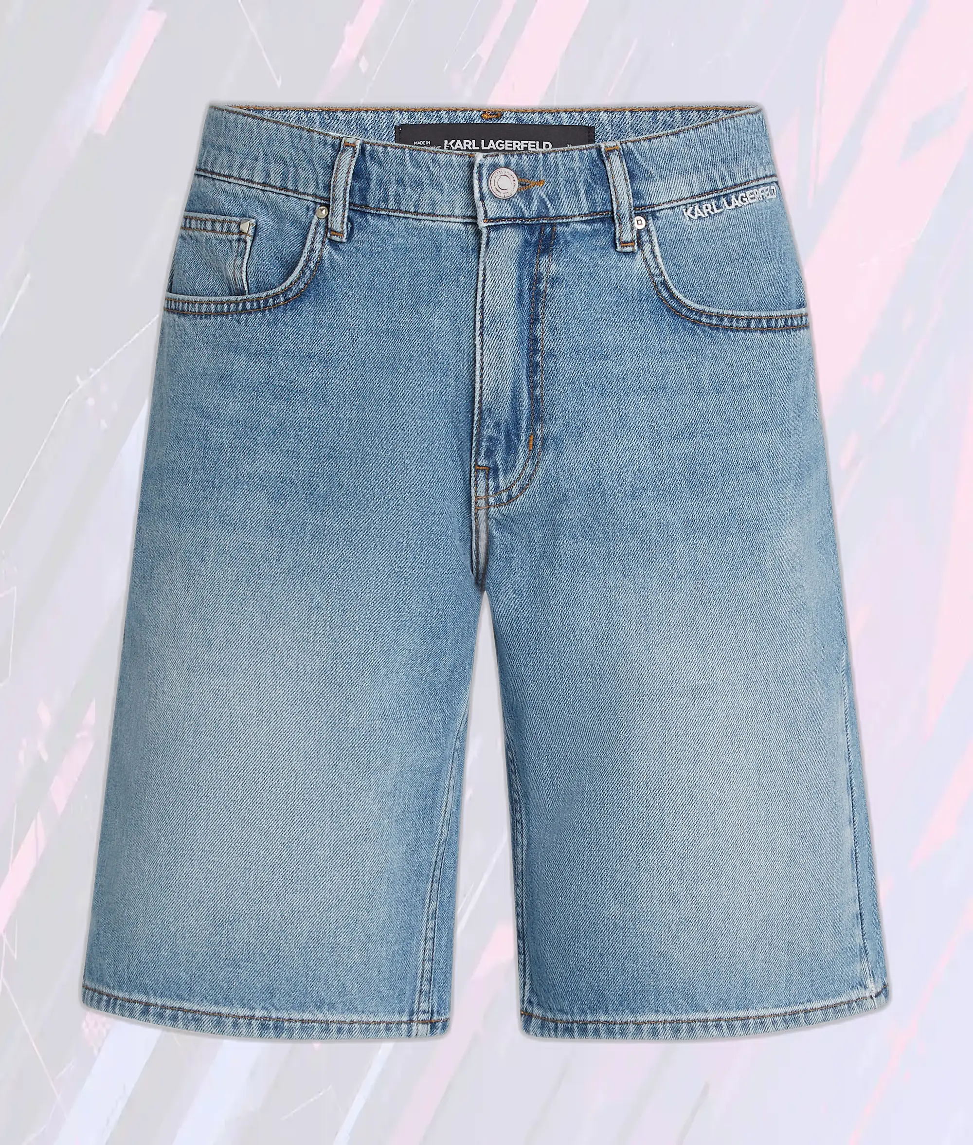 Karl Lagerfeld Shorts Décontractés en Dénim Lavé Bleu Ciel - Style Iconique