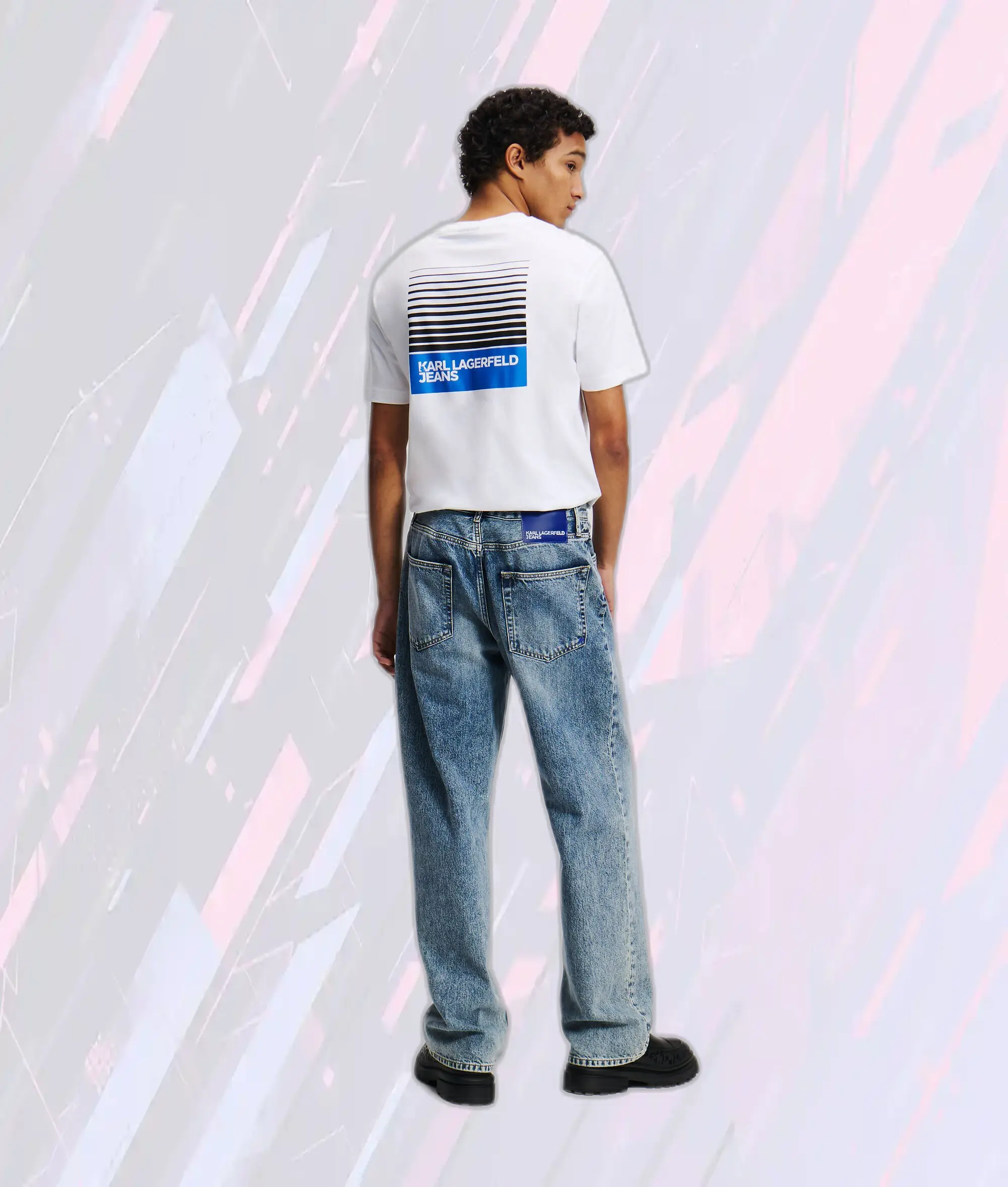 Karl Lagerfeld Paris - Pantalon Jean Décontracté en Bleu Minéral avec Détails Graphiques