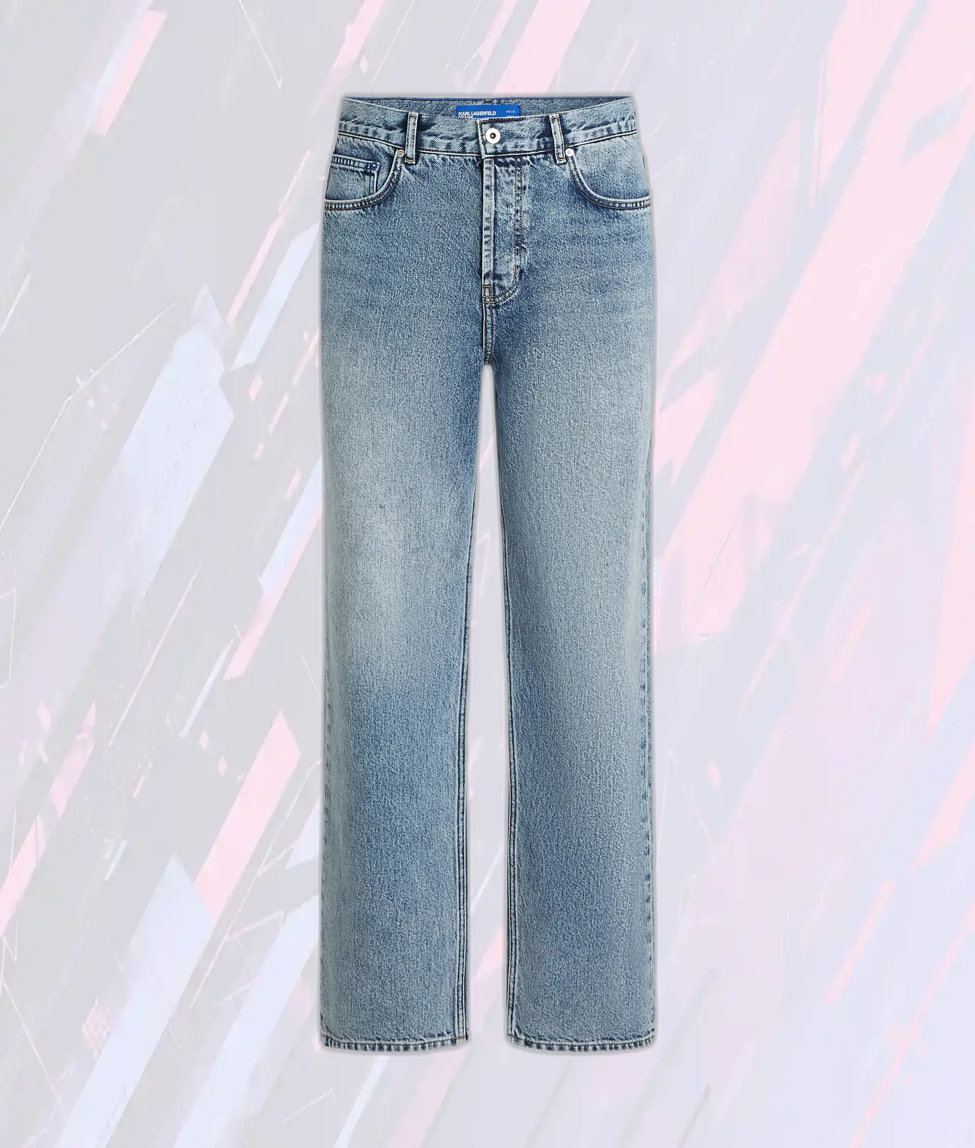 Karl Lagerfeld Paris - Pantalon Jean Décontracté en Bleu Minéral avec Détails Graphiques