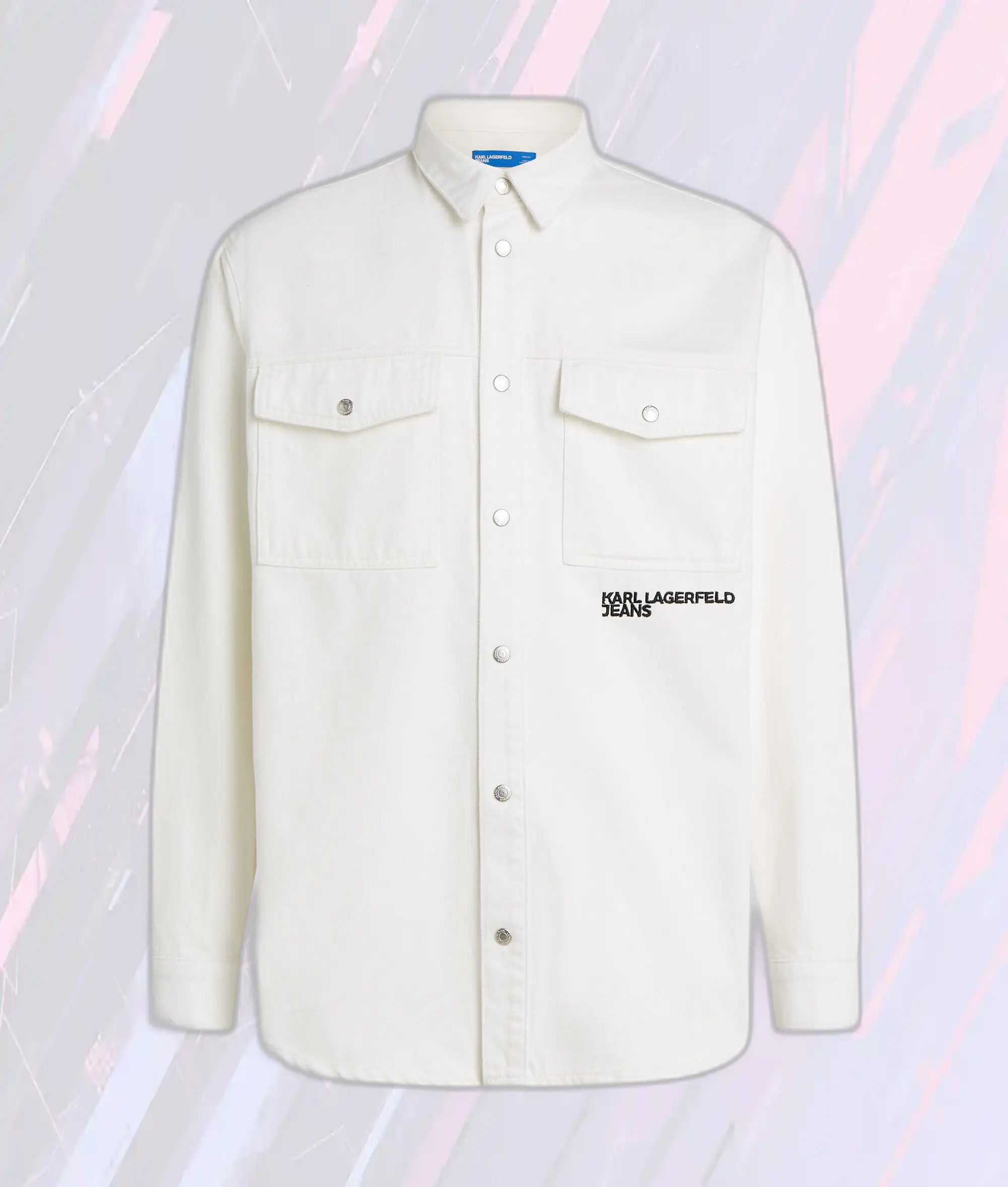 Chemise Oversize en Jean Blanc Karl Lagerfeld - Motif Signature Karl Édition Exclusif