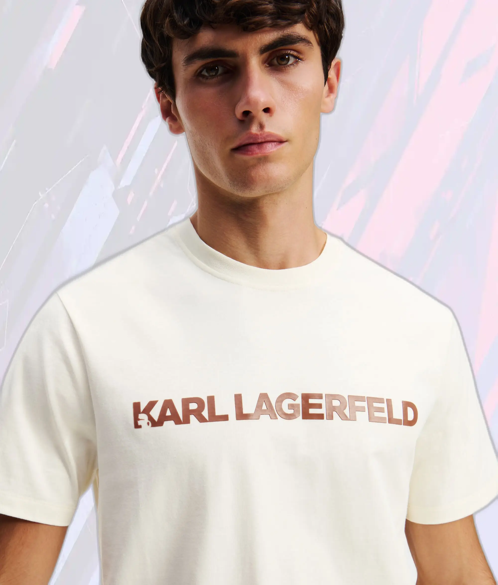 T-Shirt à Manches Courtes Karl Lagerfeld avec Logo Signature et Motif Crème Gourmande Cannoli