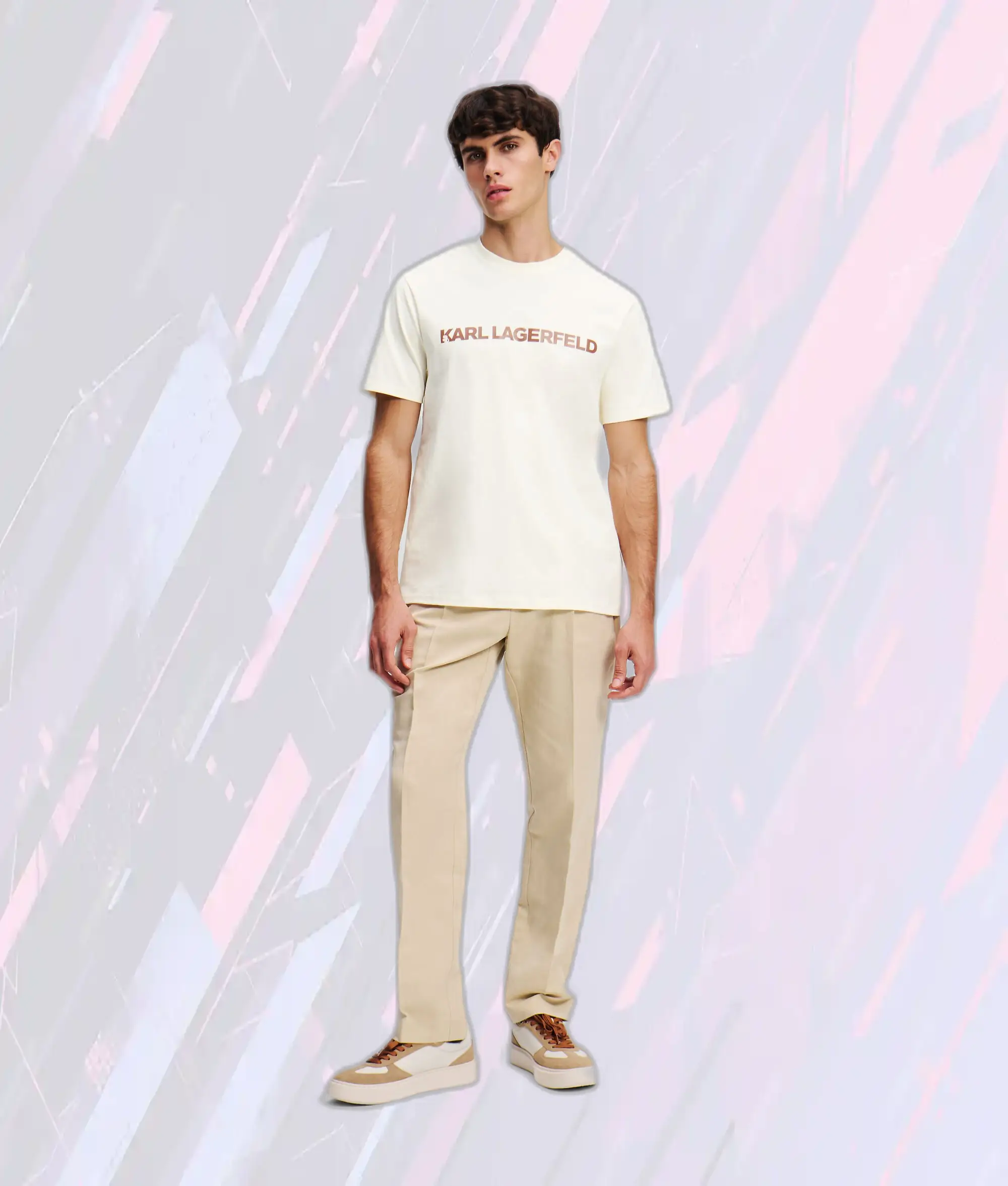 T-Shirt à Manches Courtes Karl Lagerfeld avec Logo Signature et Motif Crème Gourmande Cannoli
