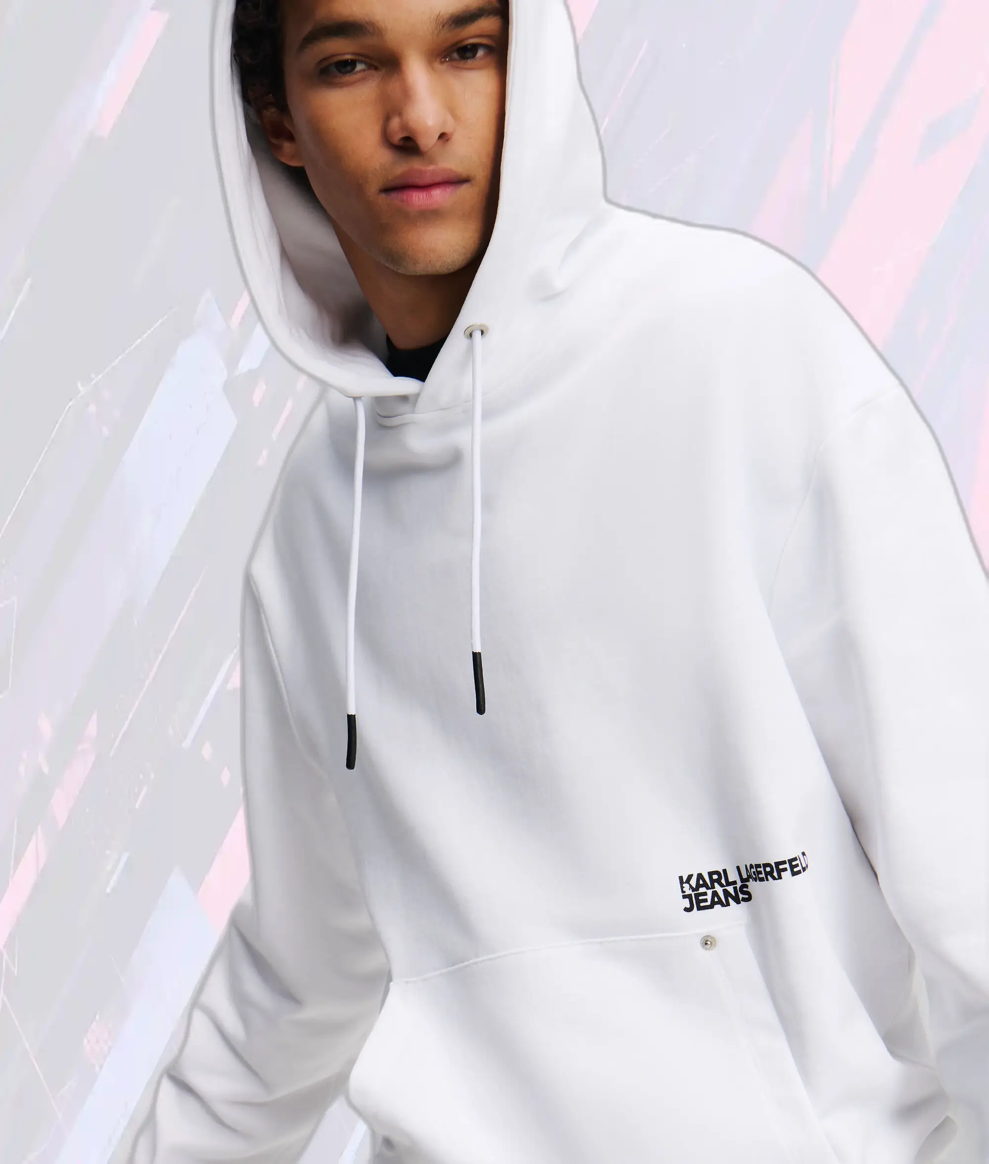 Sweat à capuche Karl Lagerfeld blanc avec motif graphique contemporain