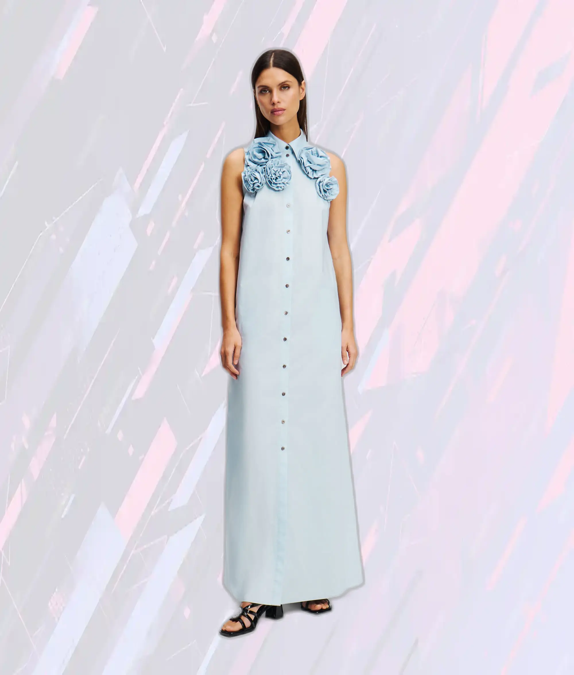 Robe Chemisier Karl Lagerfeld Motif Florale Kentucky Bleu Élégante