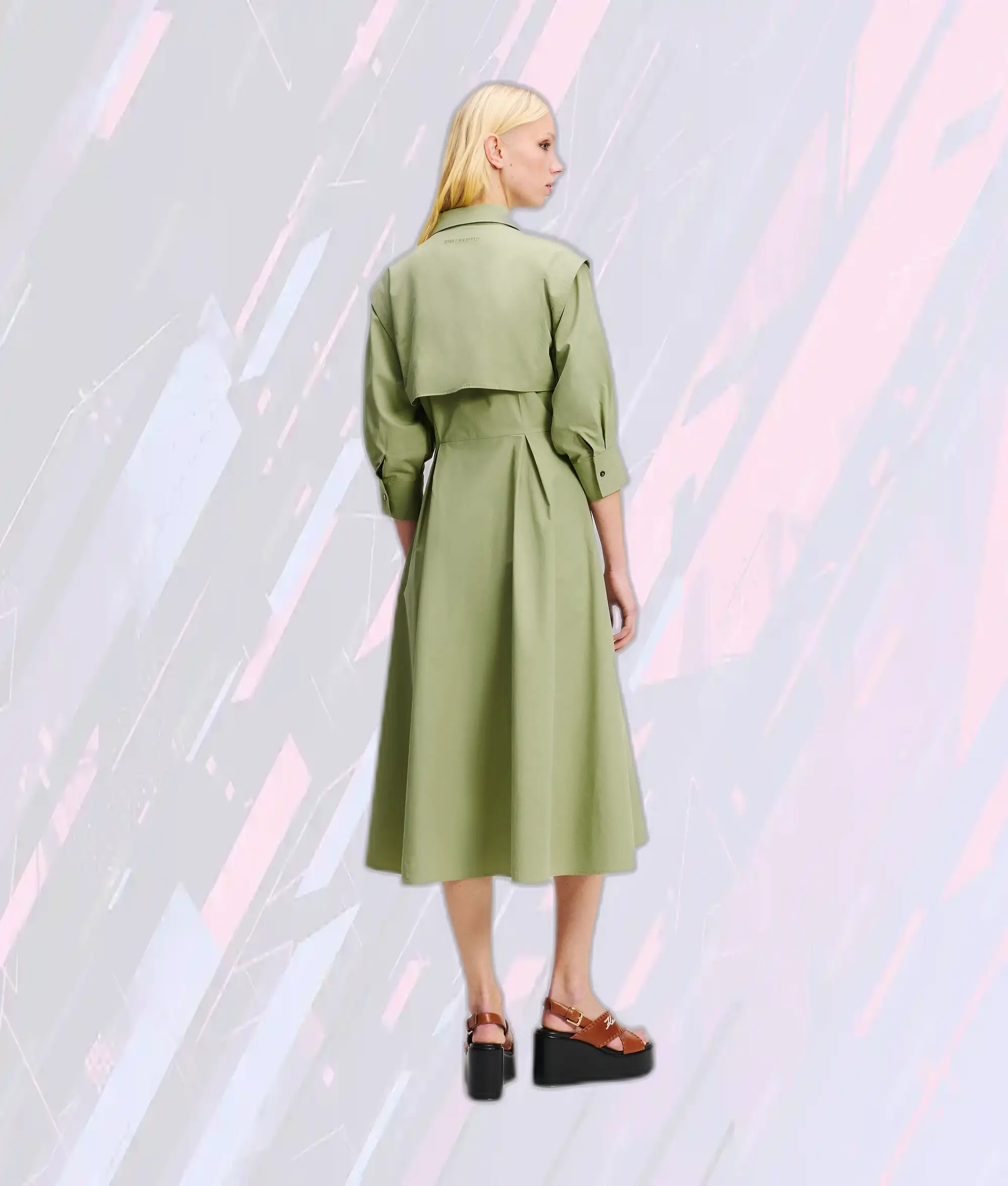 Robe utilitaire Karl Lagerfeld en vert pétrole - Coupe chemisier avec poches militaires