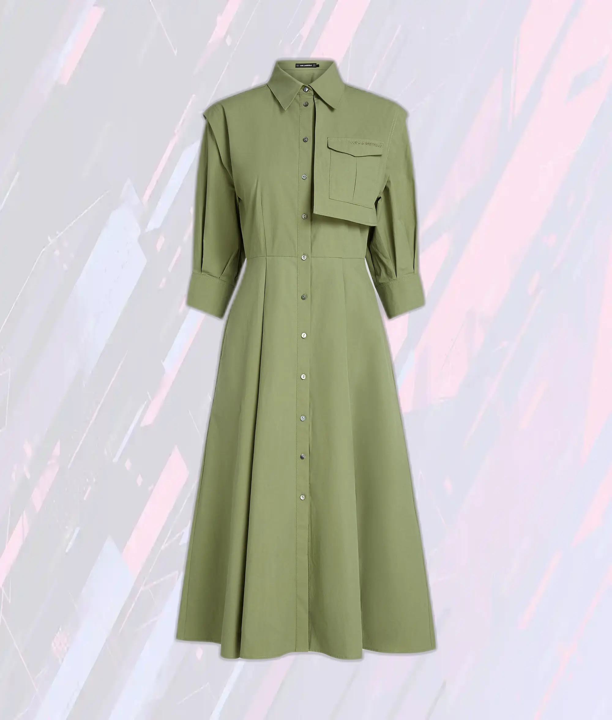 Robe utilitaire Karl Lagerfeld en vert pétrole - Coupe chemisier avec poches militaires