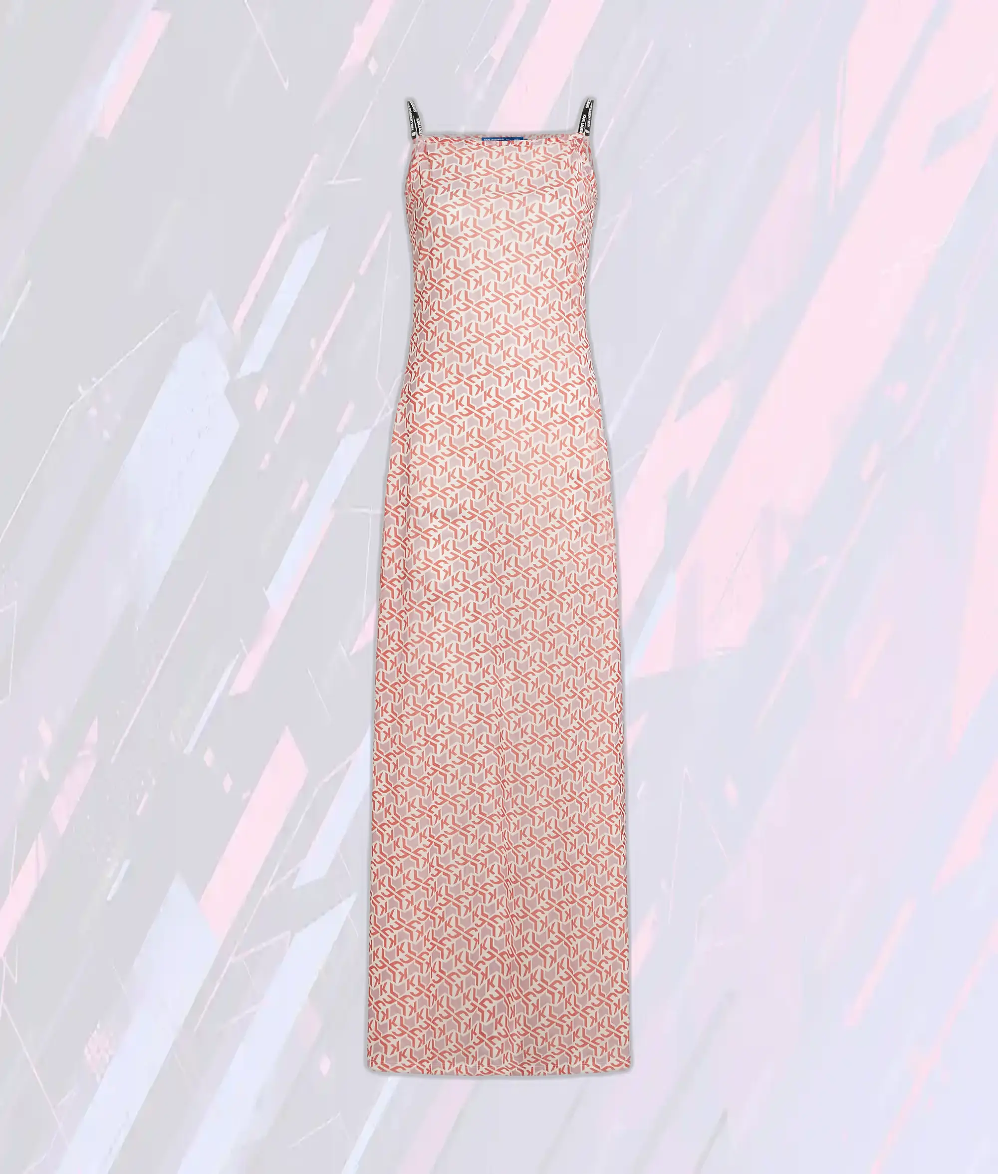 Robe Longue en Tulle Monogramme KLJ Rouge de Karl Lagerfeld - Motif Logo Élégant