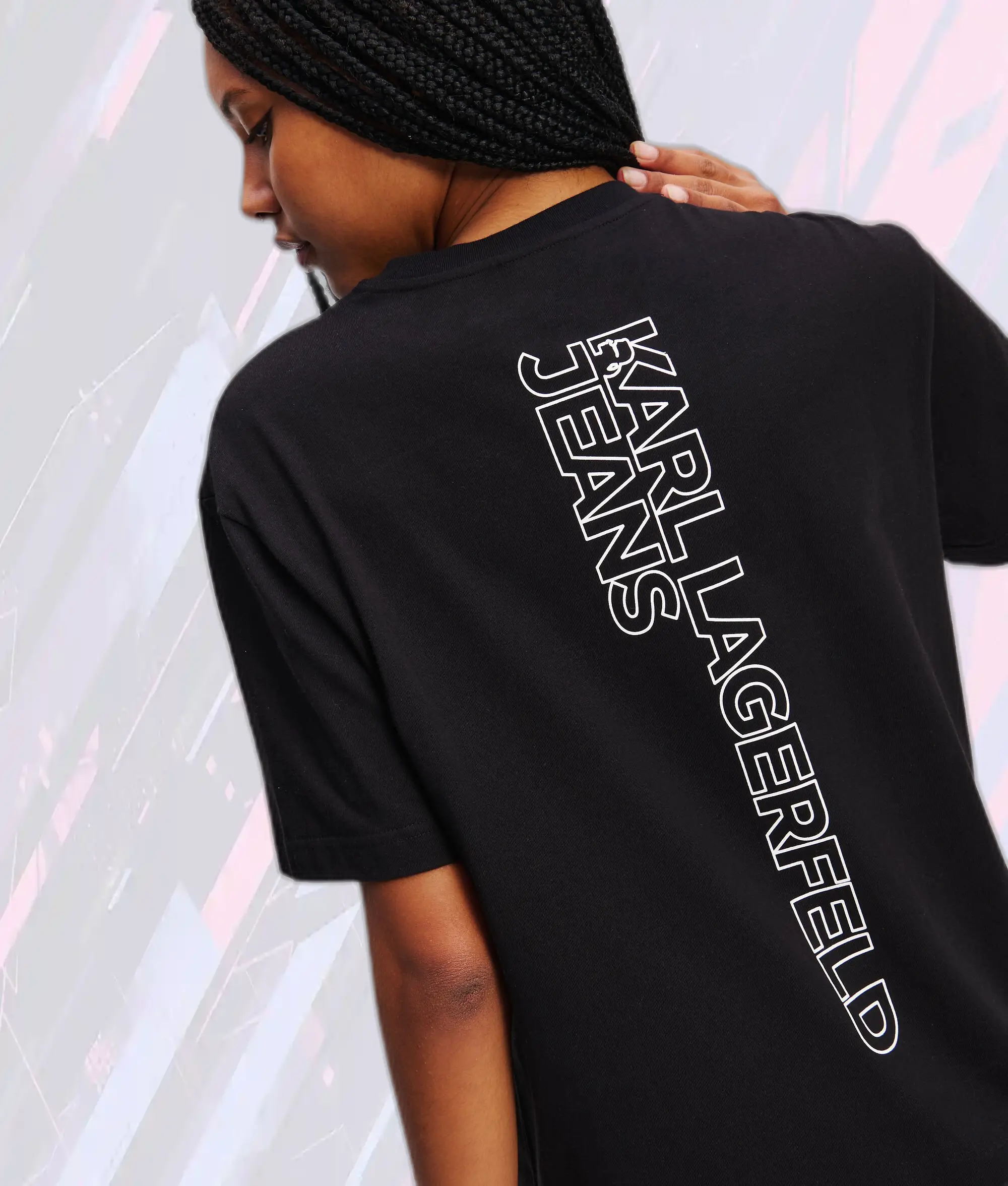 Robe T-shirt Karl Lagerfeld en maille coton noir avec logo KLJ brodé - Modèle élégant à col rond