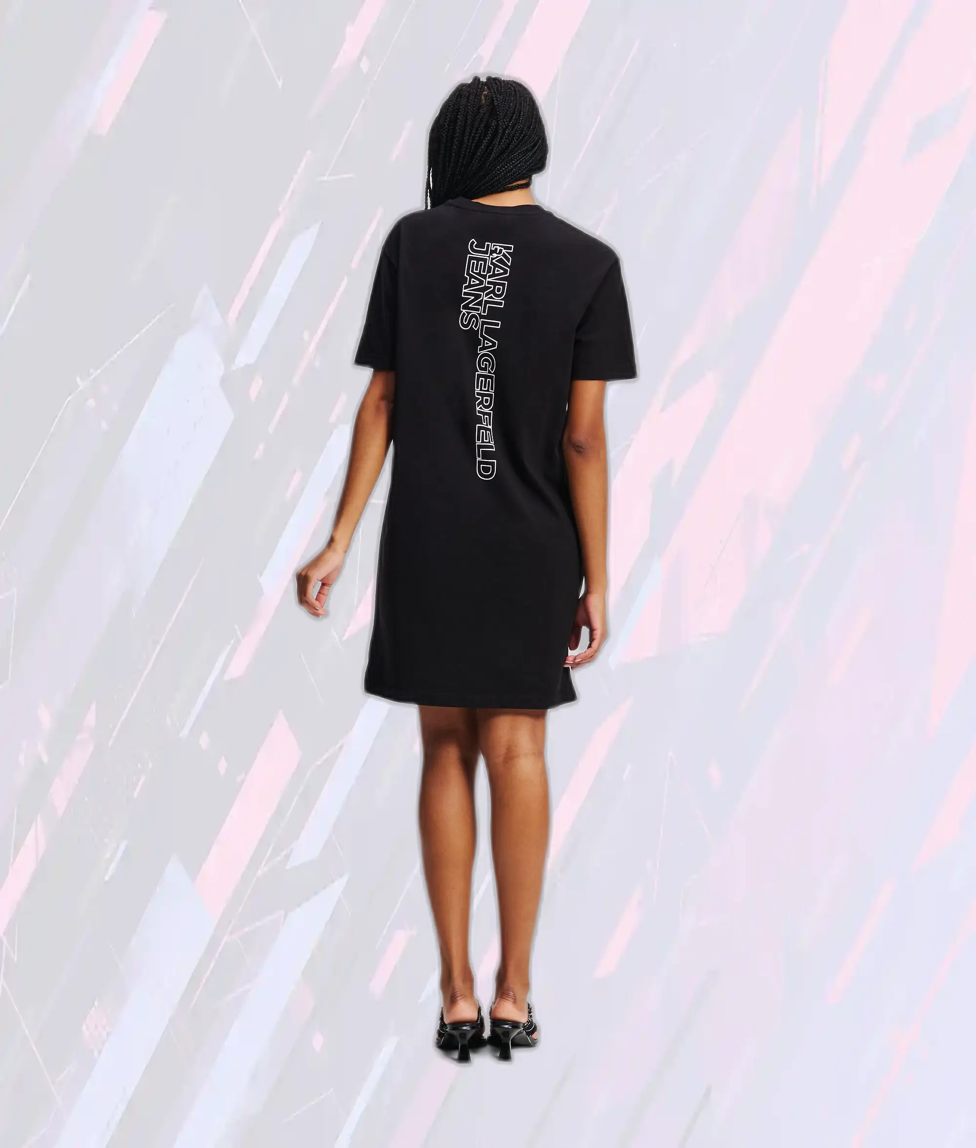 Robe T-shirt Karl Lagerfeld en maille coton noir avec logo KLJ brodé - Modèle élégant à col rond