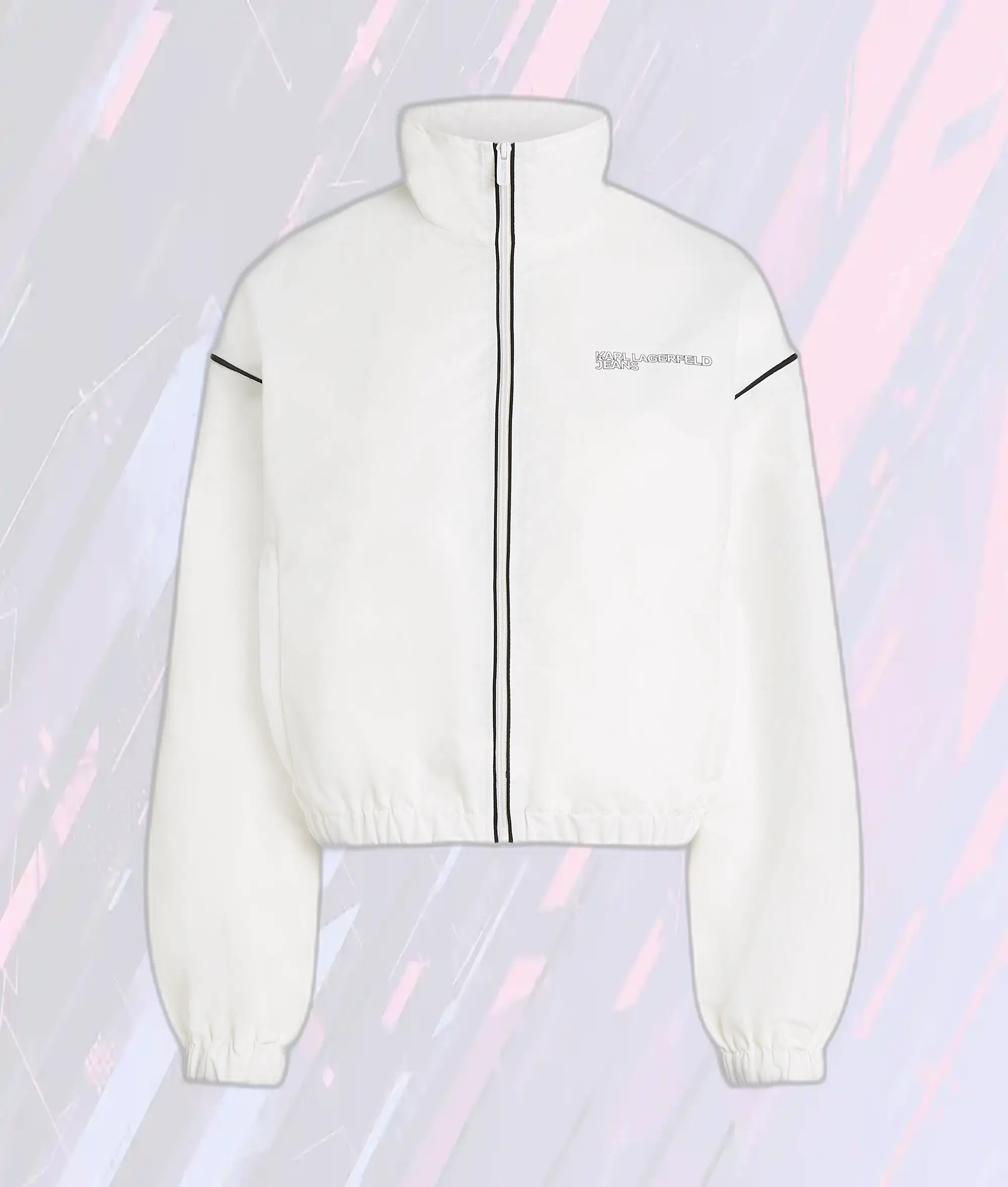 Veste Zippée Élégante Karl Lagerfeld Blanc Neige - Style Urbain à Fermeture À Glissière