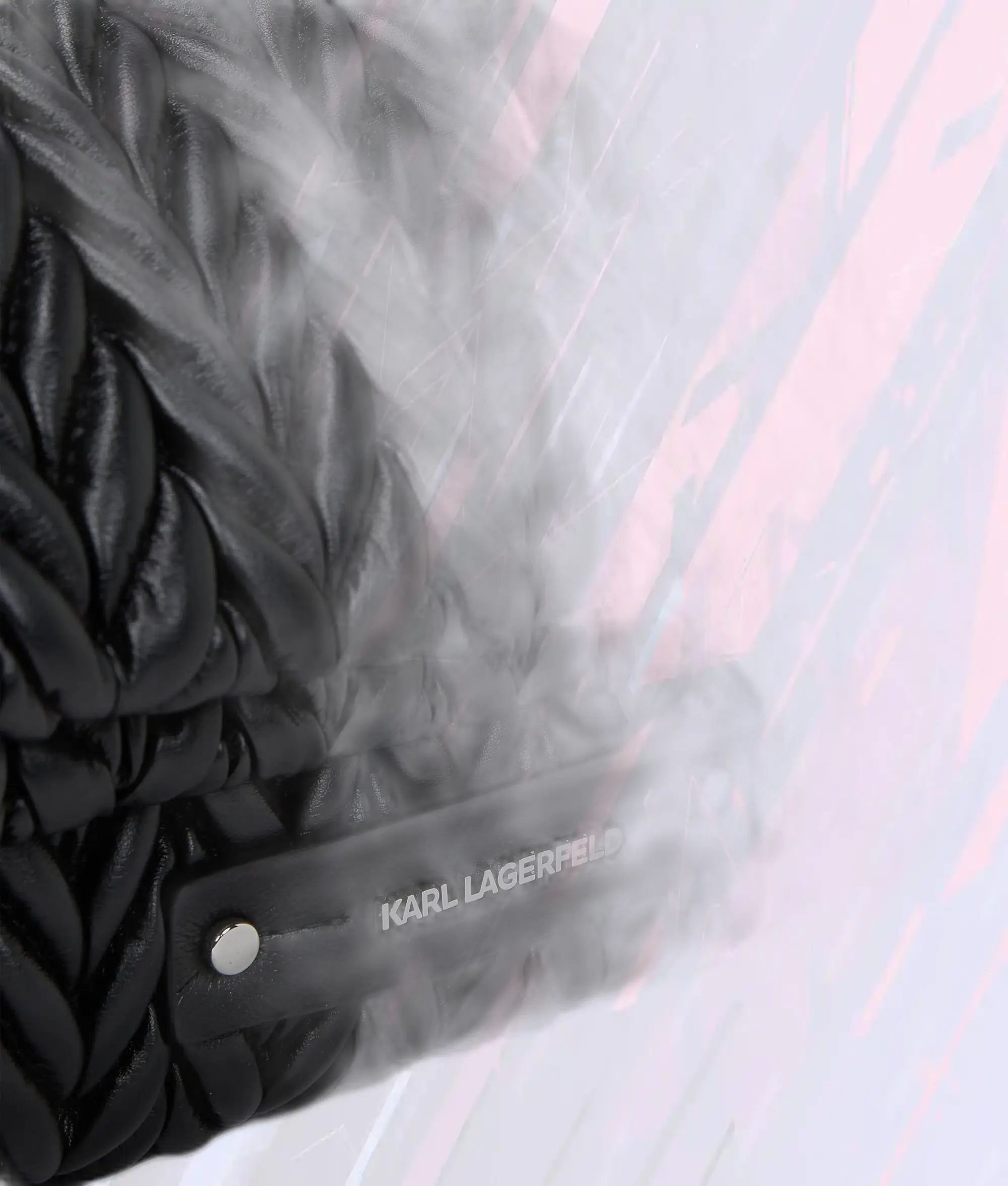 Sac à Bandoulière Grand Format Karl Lagerfeld en Tressé K et Finition Noir Nickelé