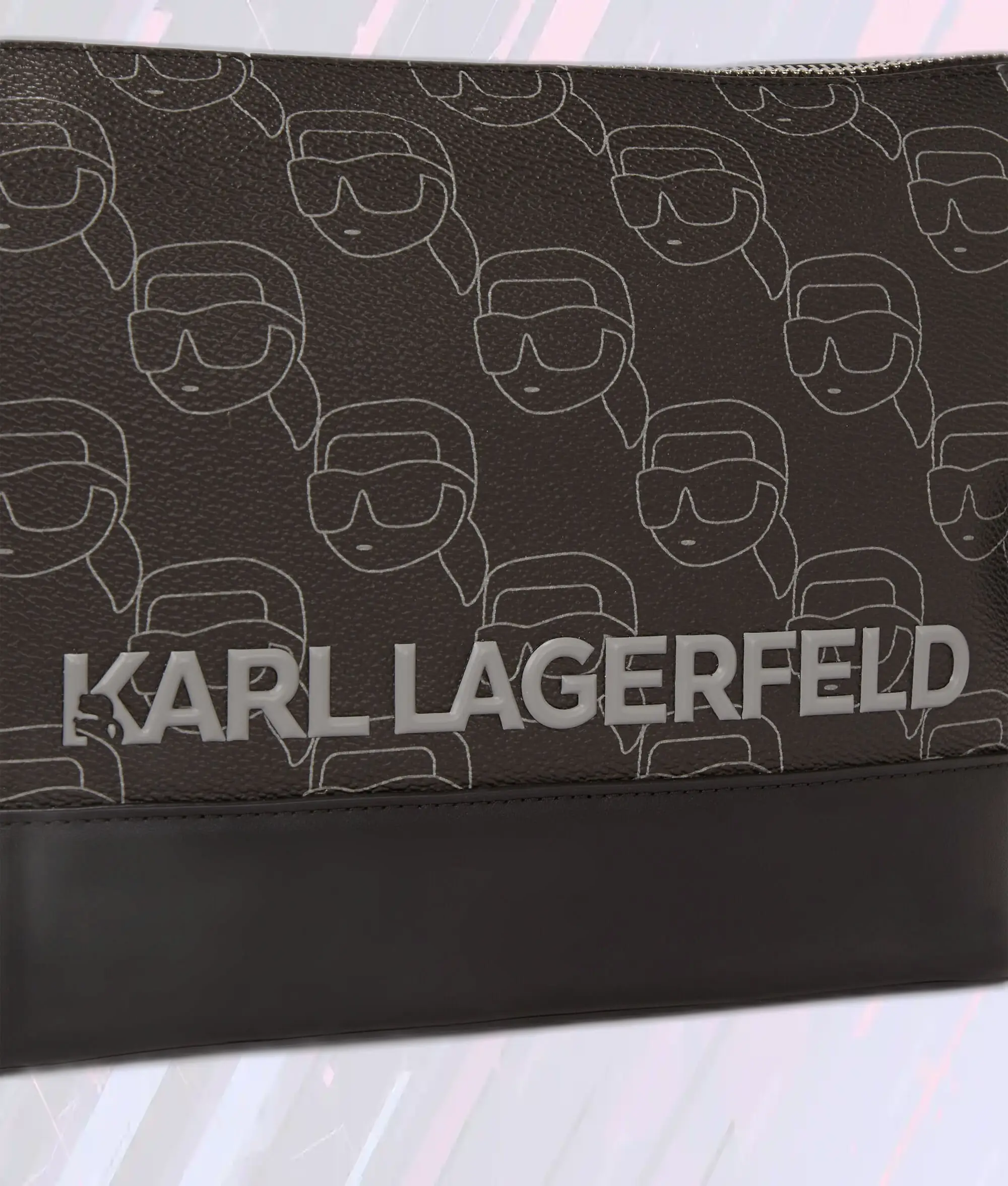 Sac Bandoulière Ikon Noir à Motif NFT Répété par Karl Lagerfeld