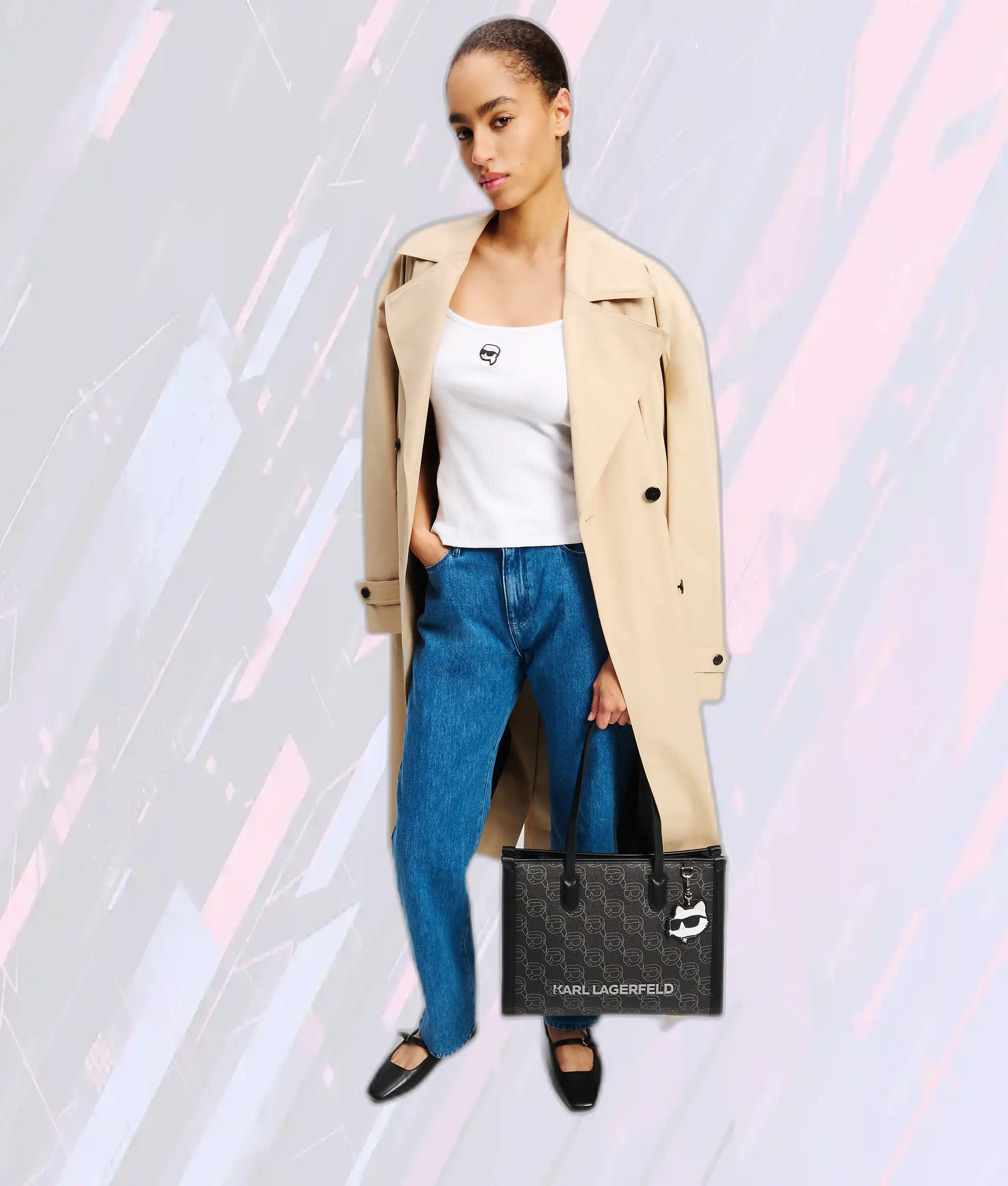 Sac Fourre-Tout Ikon Karl Lagerfeld - Motif Ombre NFT en Noir Taille Moyenne