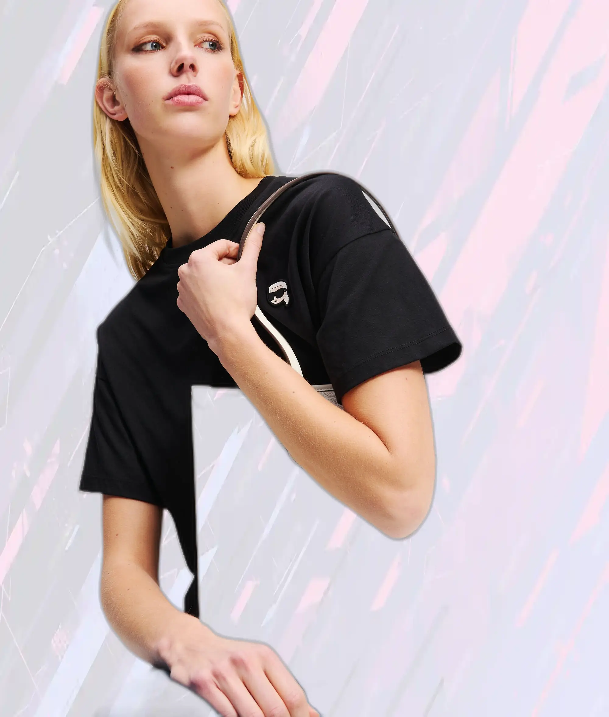 Sac Fourre-Tout Icone Karl Lagerfeld - Motif Ombré NFT Édition Limitée - Taille Moyen Blanc Déstructuré