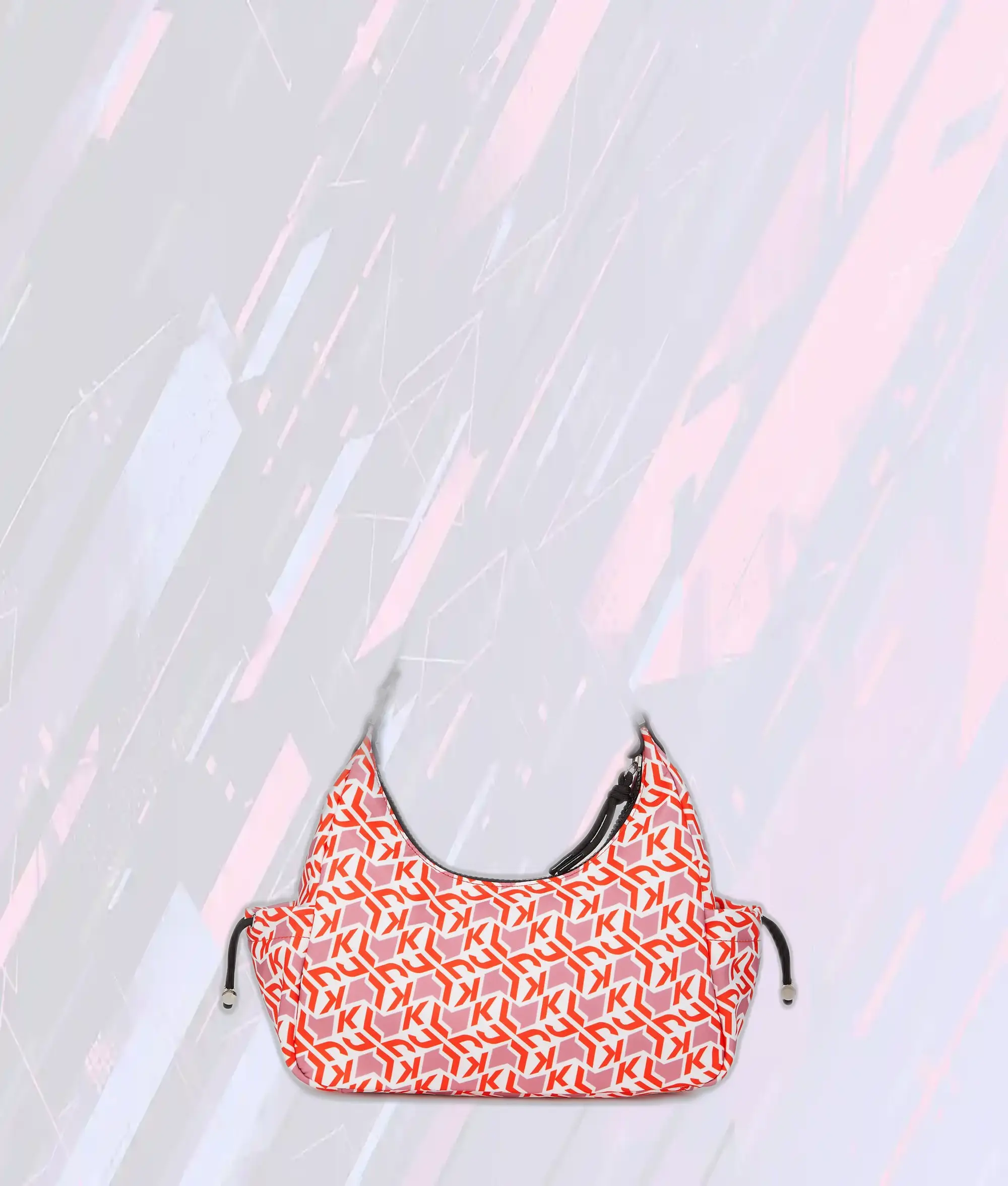 Karl Lagerfeld Sac Bandoulière Utilitaire en Nylon Rouge avec Motif Monogramme Totem