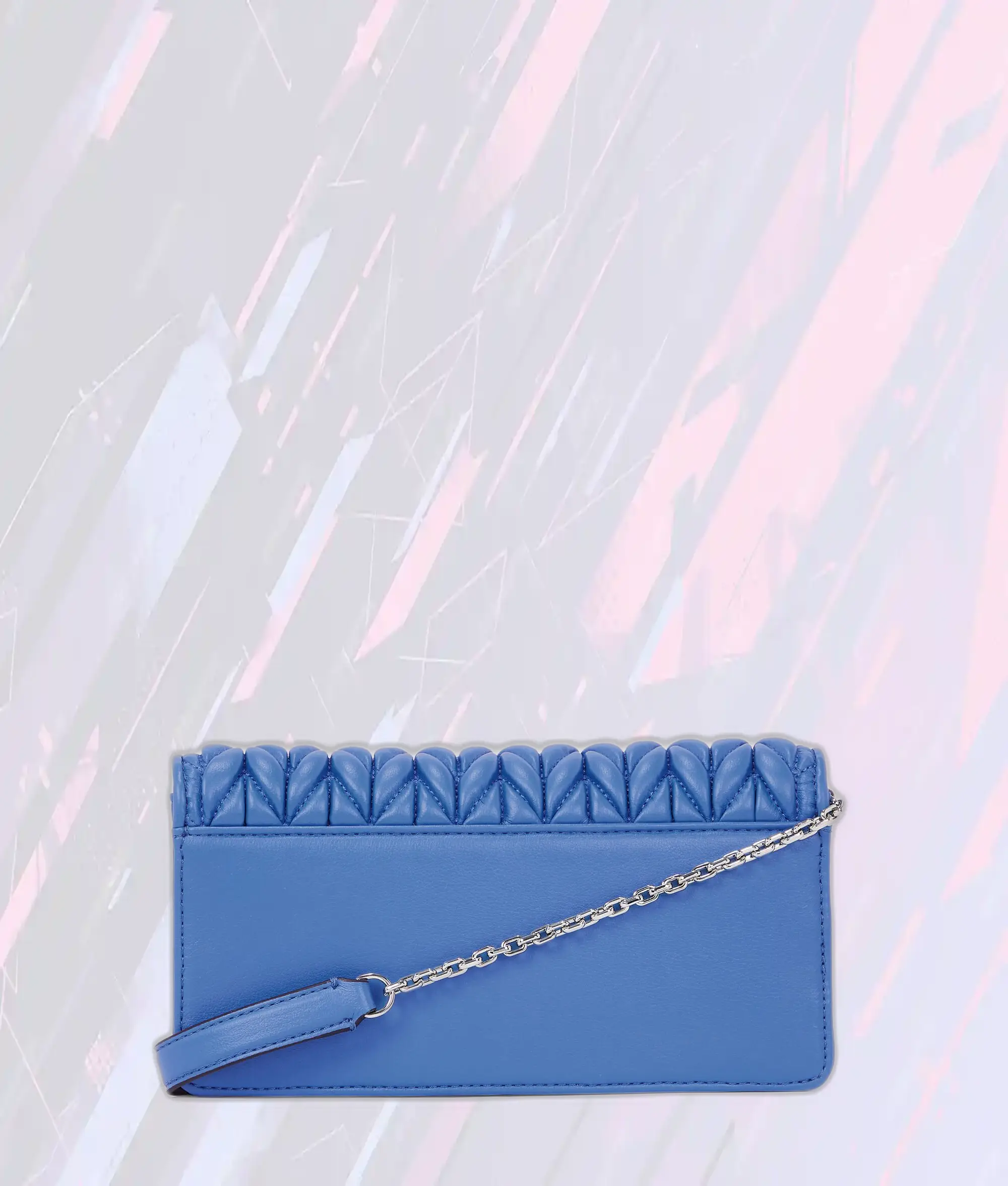 Portefeuille Bandoulière Karl Lagerfeld Tressé Signature Bleu Océan - Sac Compact en Cuir Luxueux