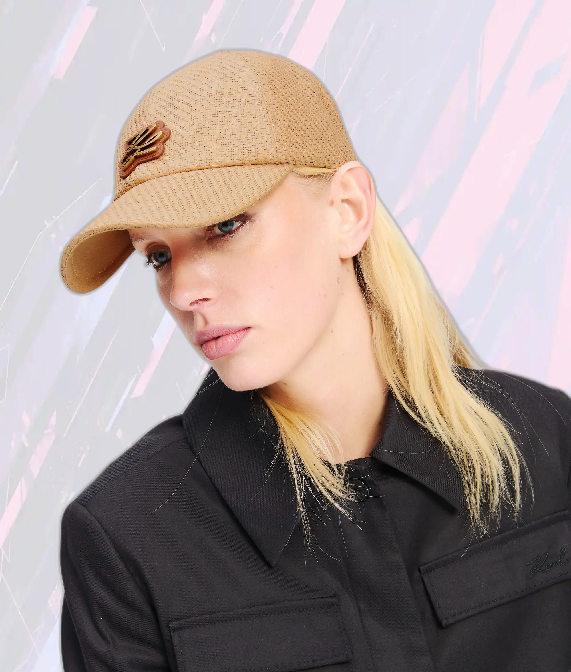 Chapeau en paille élégant Karl Lagerfeld - Édition Signature Natural K