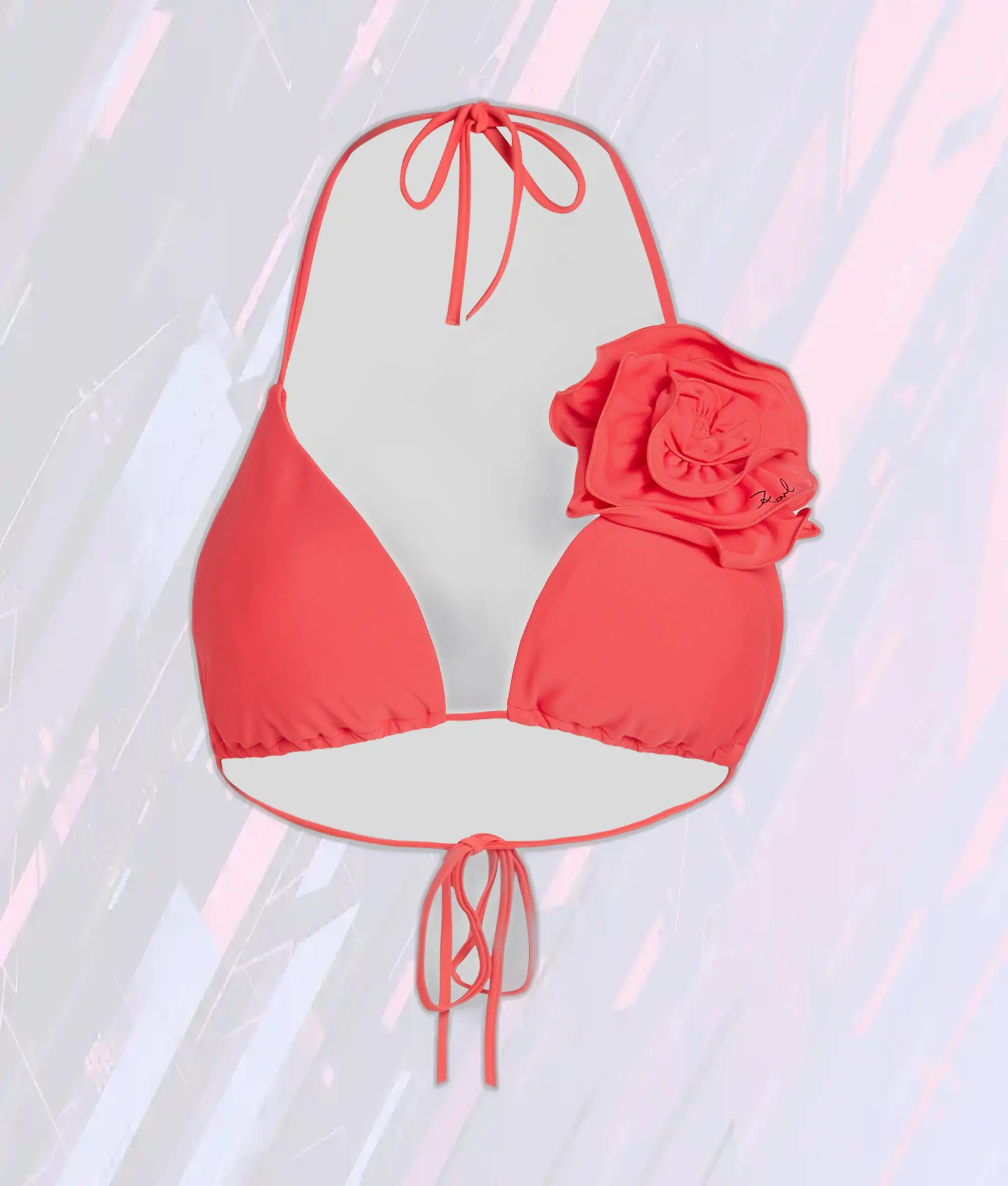 Haut de bikini triangle Karl Lagerveld à motif hibiscus tropical