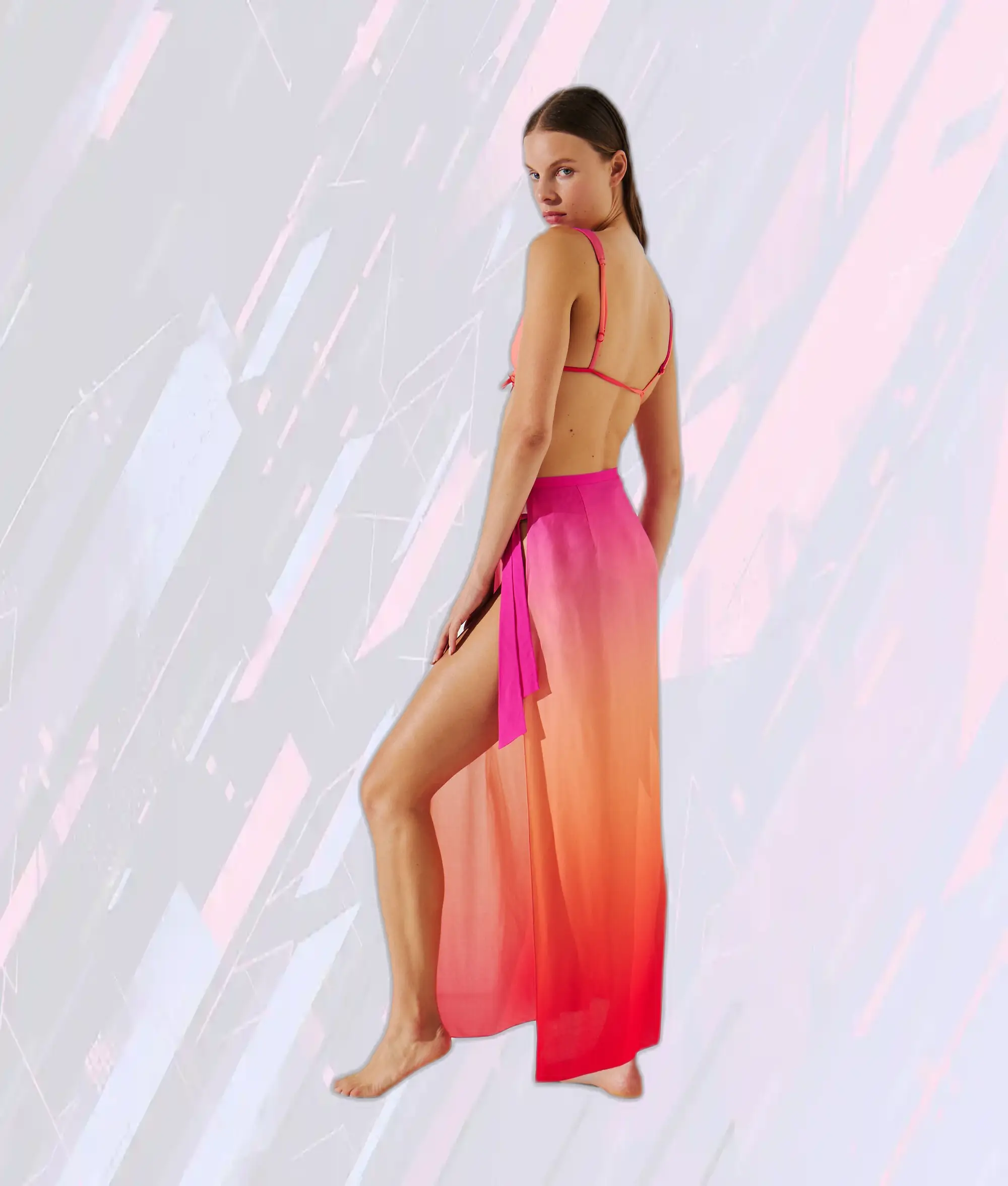 Pareo Longue Taille Dégradé Hibiscus - Collection Signature Carmélia par Karl Lagerfeld
