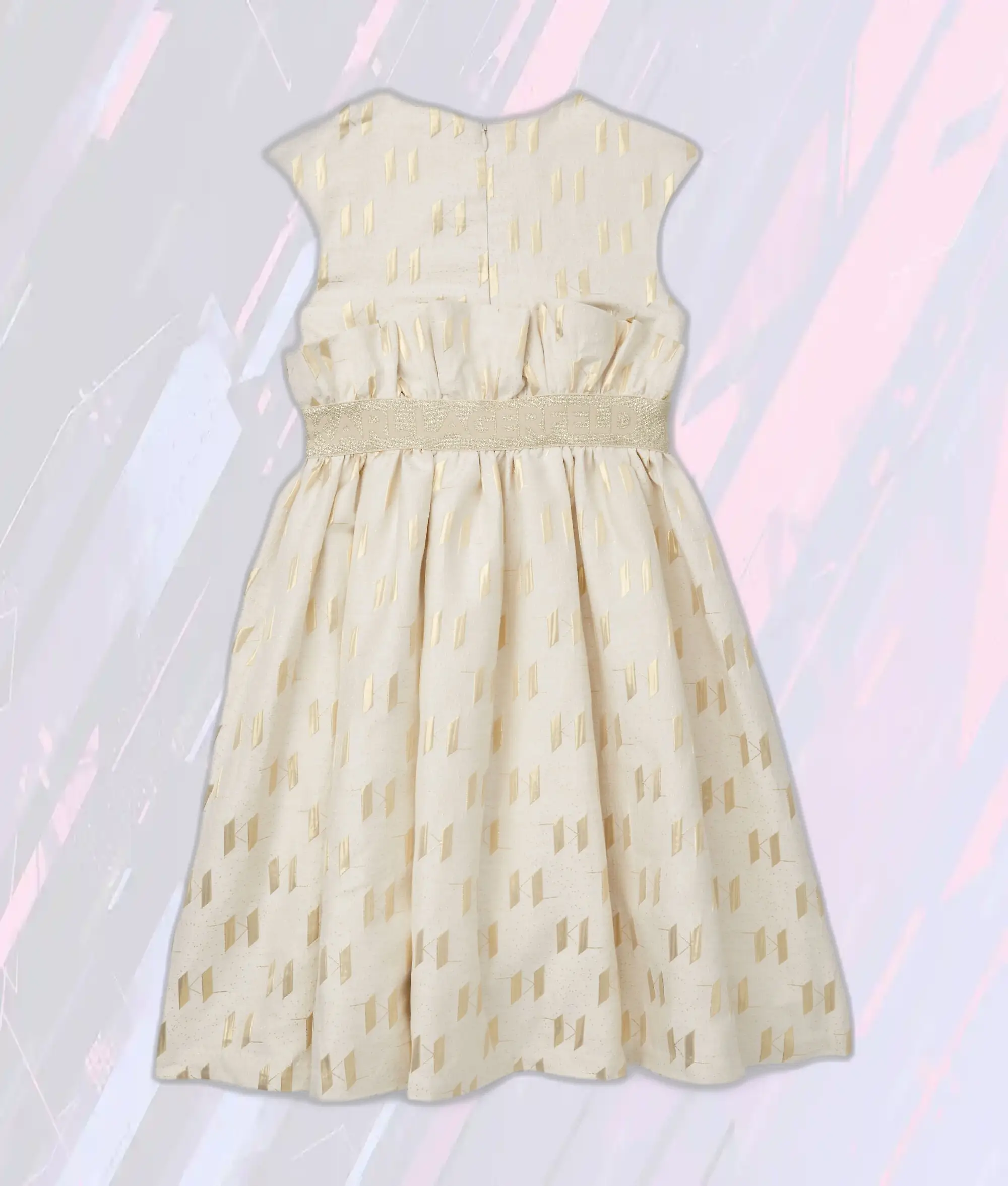 Robe de Soirée Élégante avec Monogramme KL Blanc/Or pour Filles par Karl Lagerfeld
