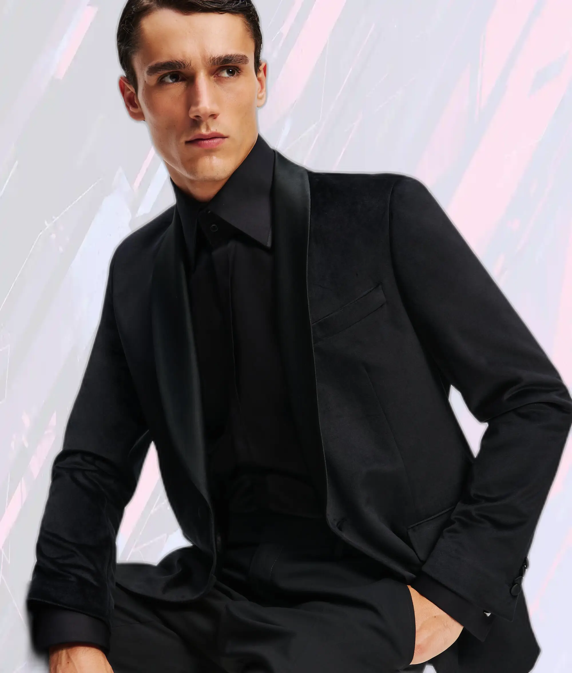 Veste élégante unisexe Karl Lagerfeld en noir à simple boutonnage