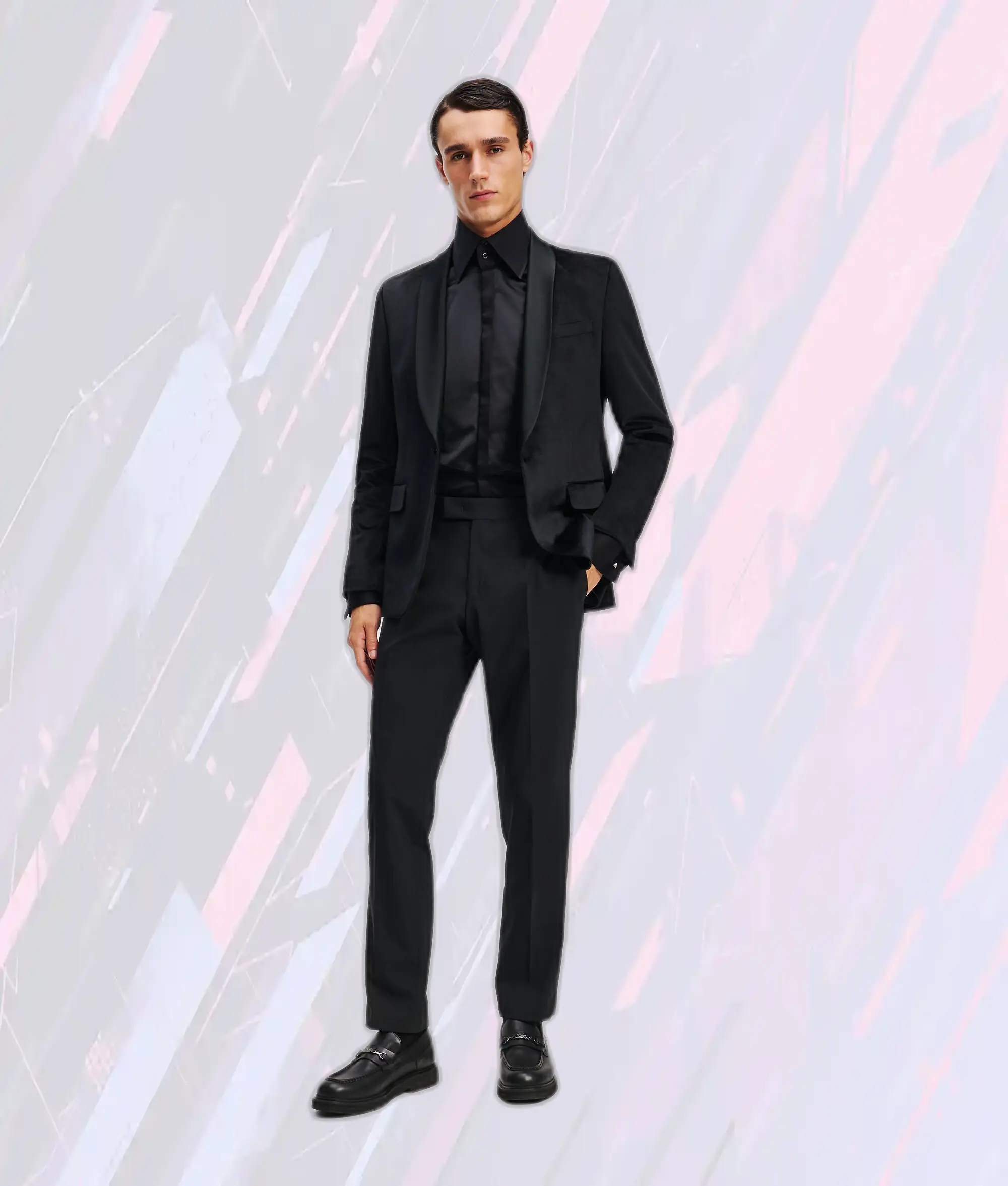Veste élégante unisexe Karl Lagerfeld en noir à simple boutonnage