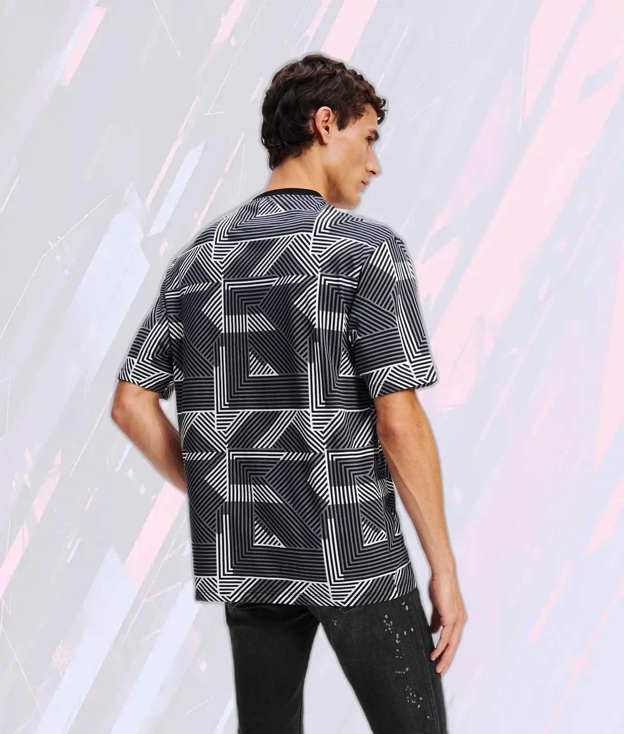 T-shirt Noir Karl Lagerfeld à Motif Intégral