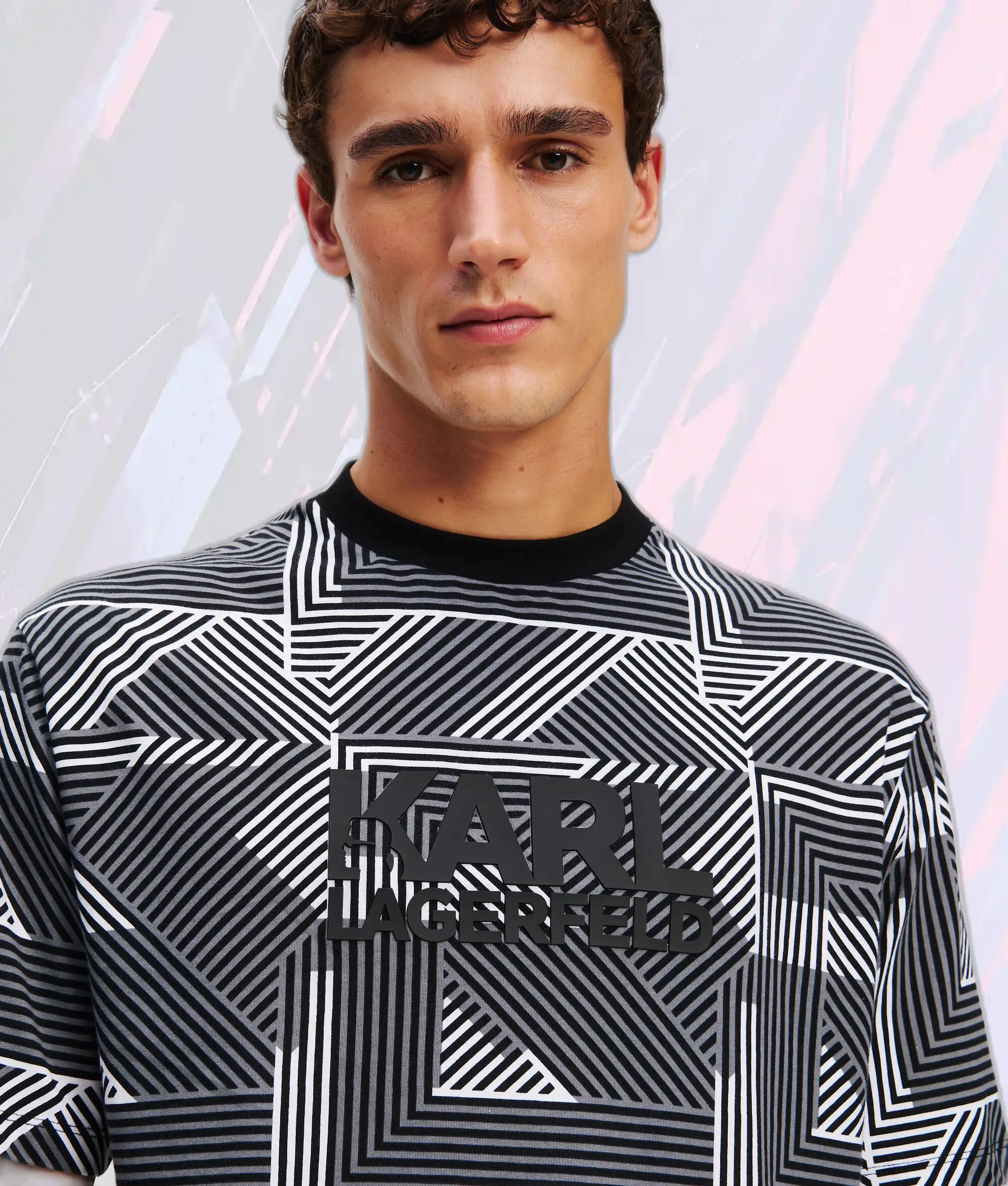 T-shirt Noir Karl Lagerfeld à Motif Intégral