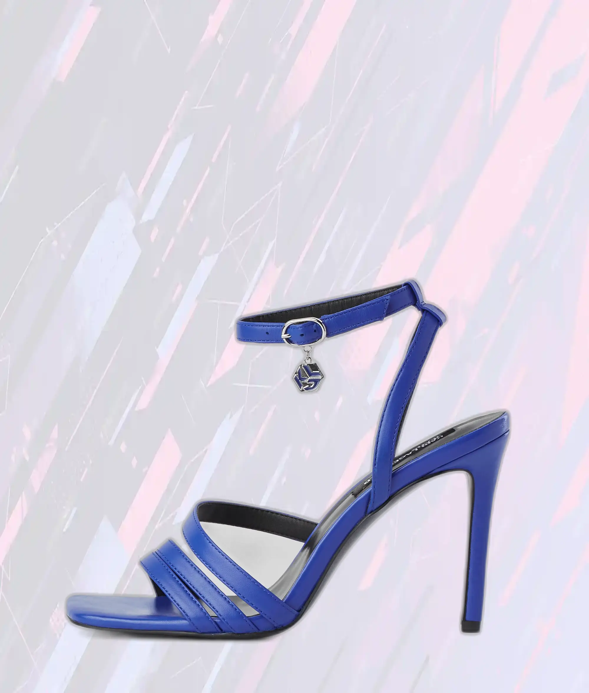 Karl Lagerfeld Sandales Élégantes à Talon Compensé avec Brides Ajourées Bleu Mat - Édition Limitée Manoir
