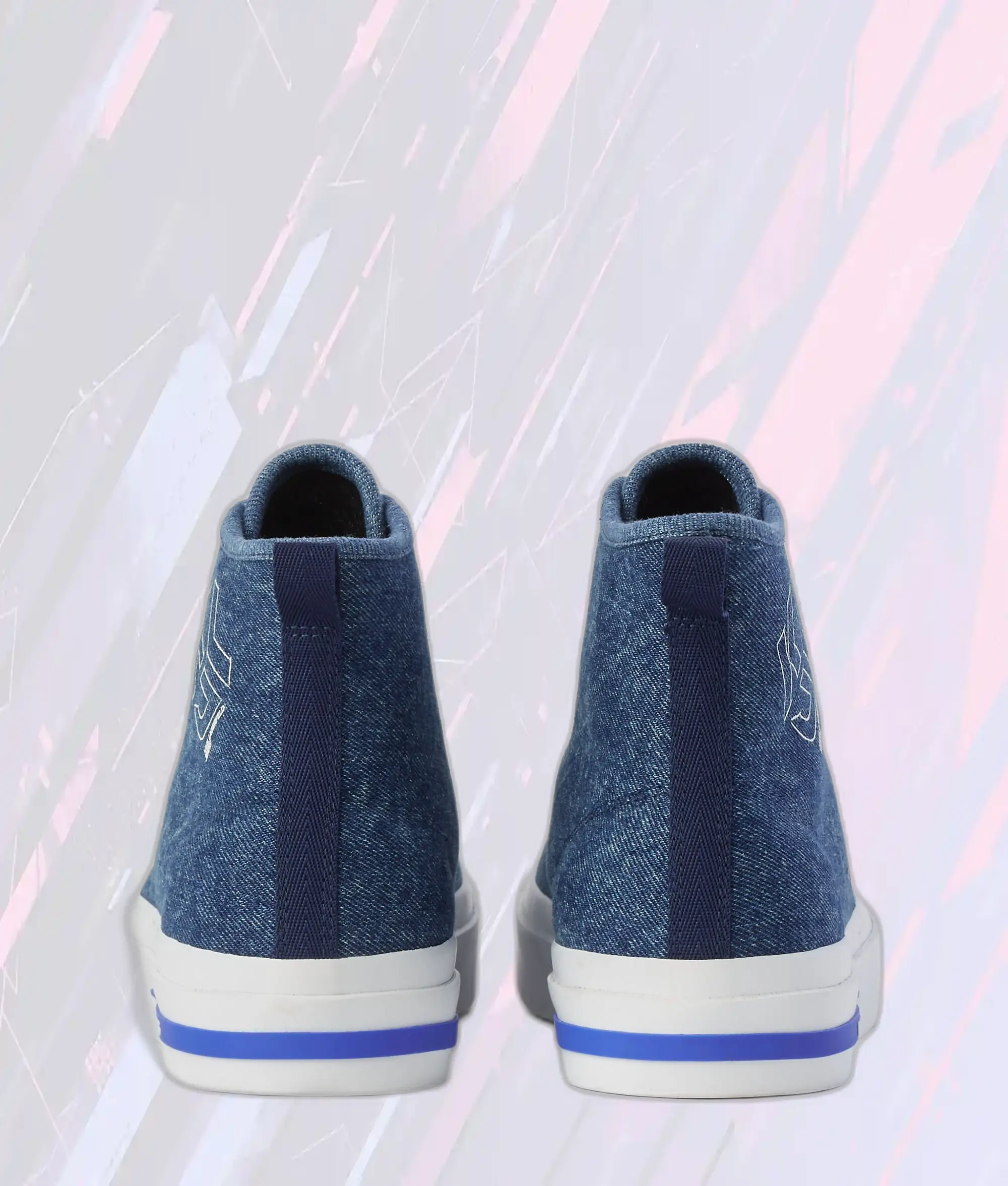 Baskets Montantes Karl Lagerfeld Bleu Satin avec Semelle Vulcanisée