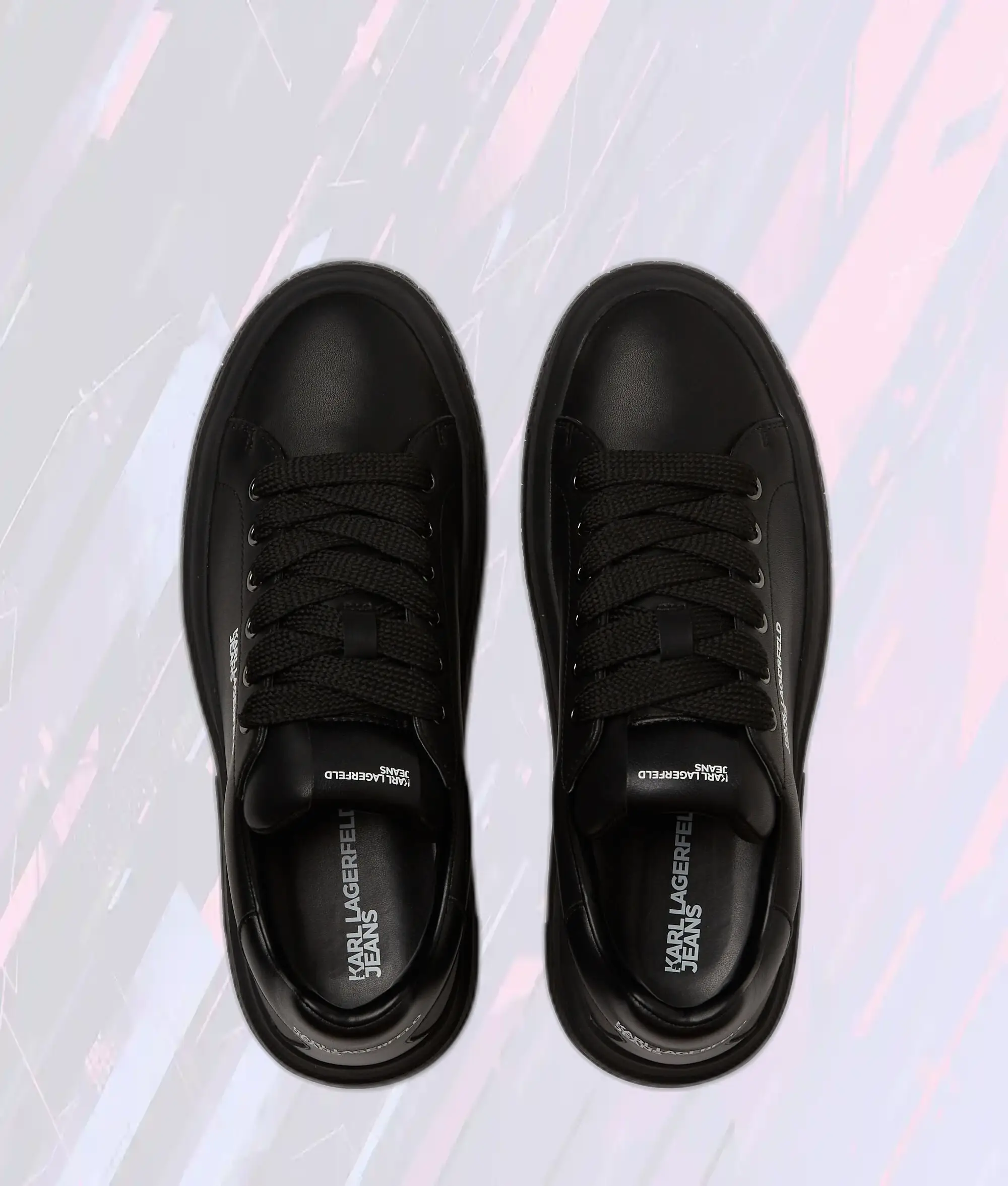 Baskets Karl Lagerfeld en Cuir Noir Texturé - Modèle KLJ Double Teinte