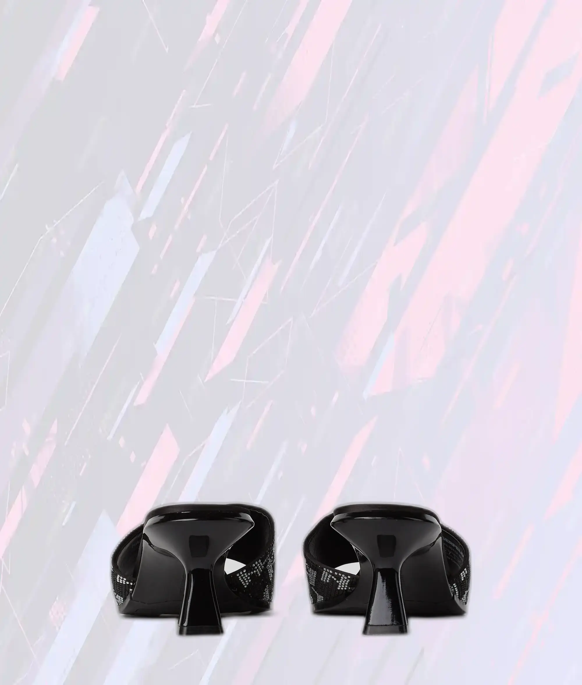 Sandales à Talons Karl Lagerfeld avec Strass et Motif Monogramme KL en Noir/Argenté Éclatant
