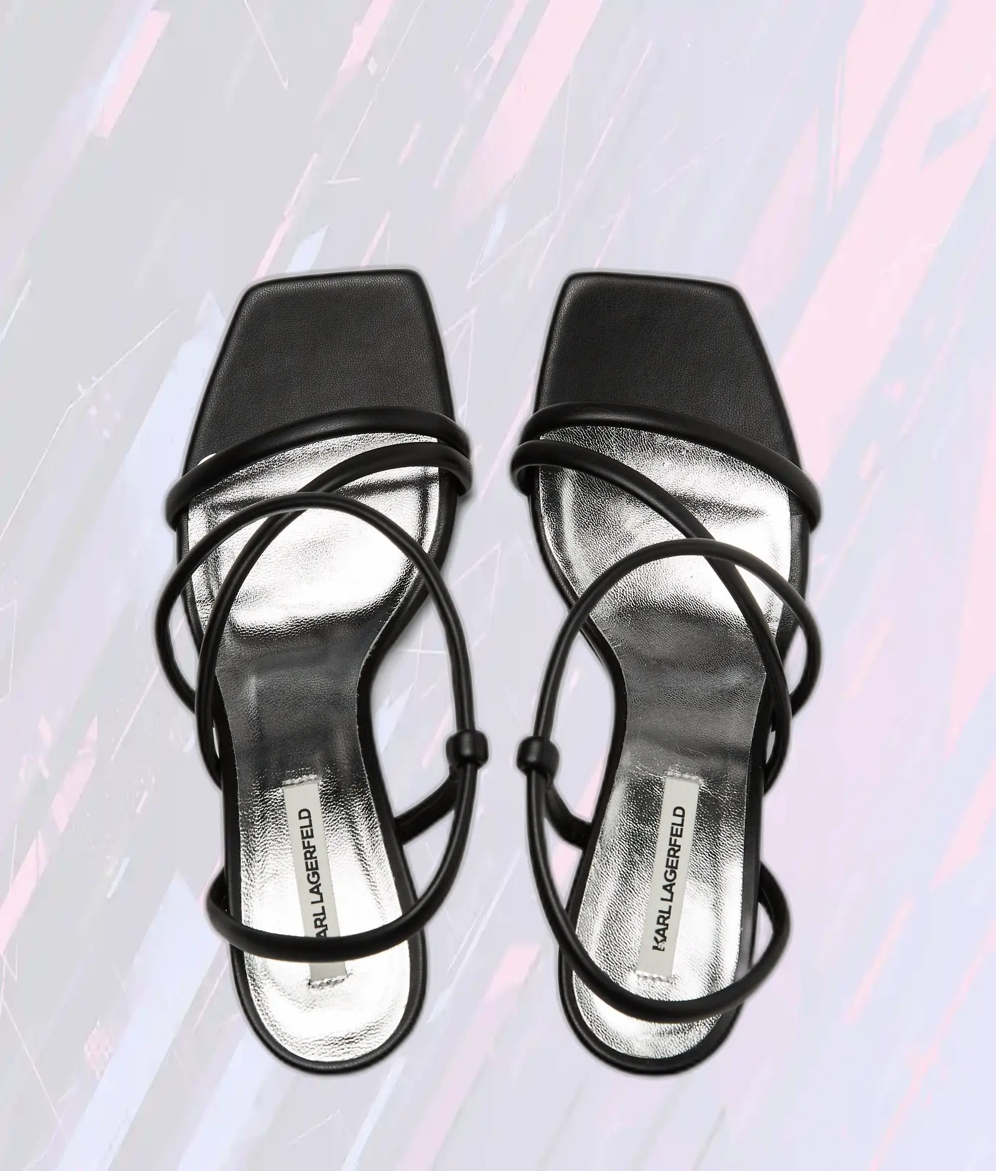 Élégantes sandales à talons Karl Lagerfeld avec brides ajourées - Noires, collection Rialto