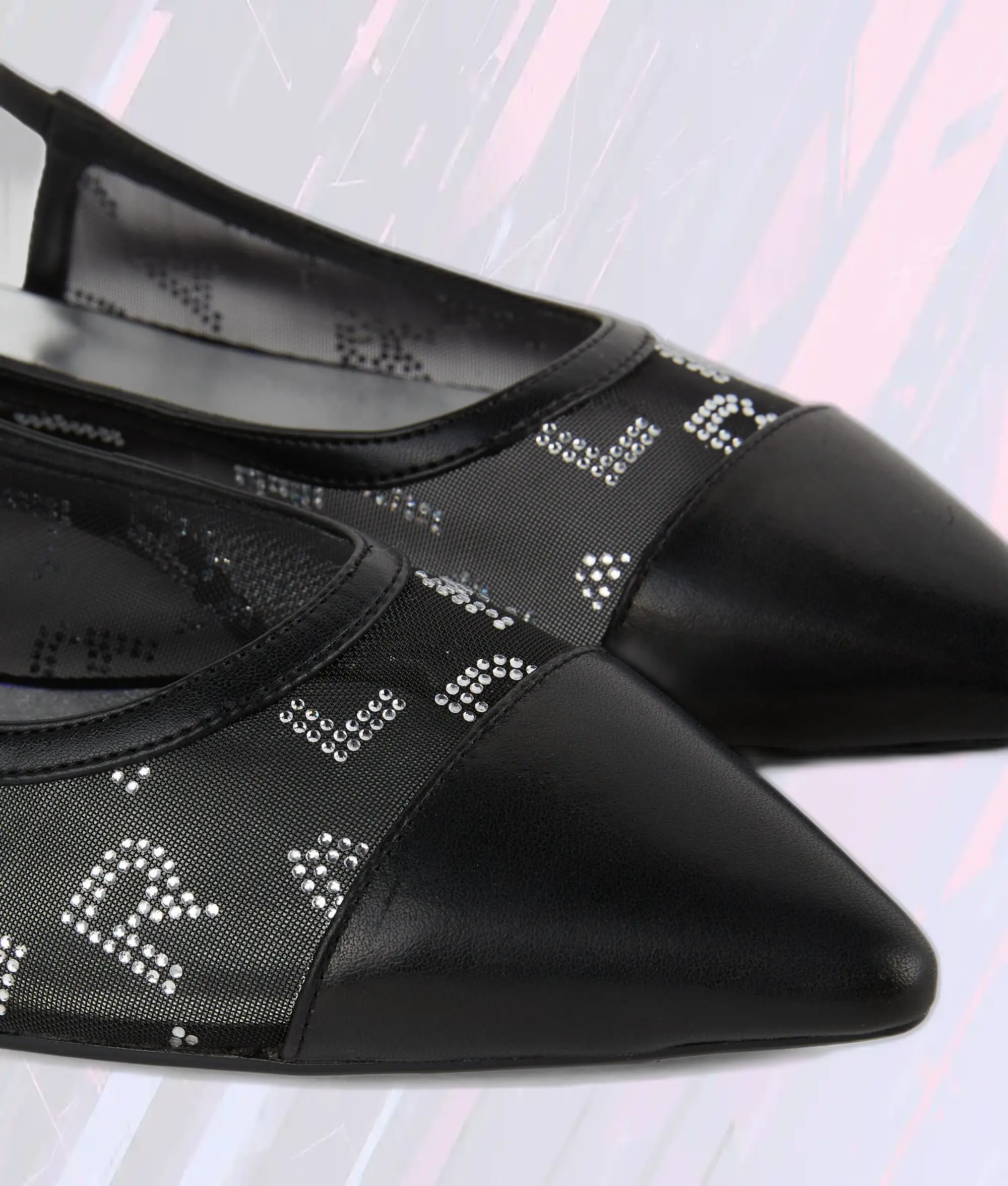 Escarpins à Brides Coulissantes Karl Lagerfeld Strass Noir/Argent Édition Limitée - Chaussures Femme Luxe