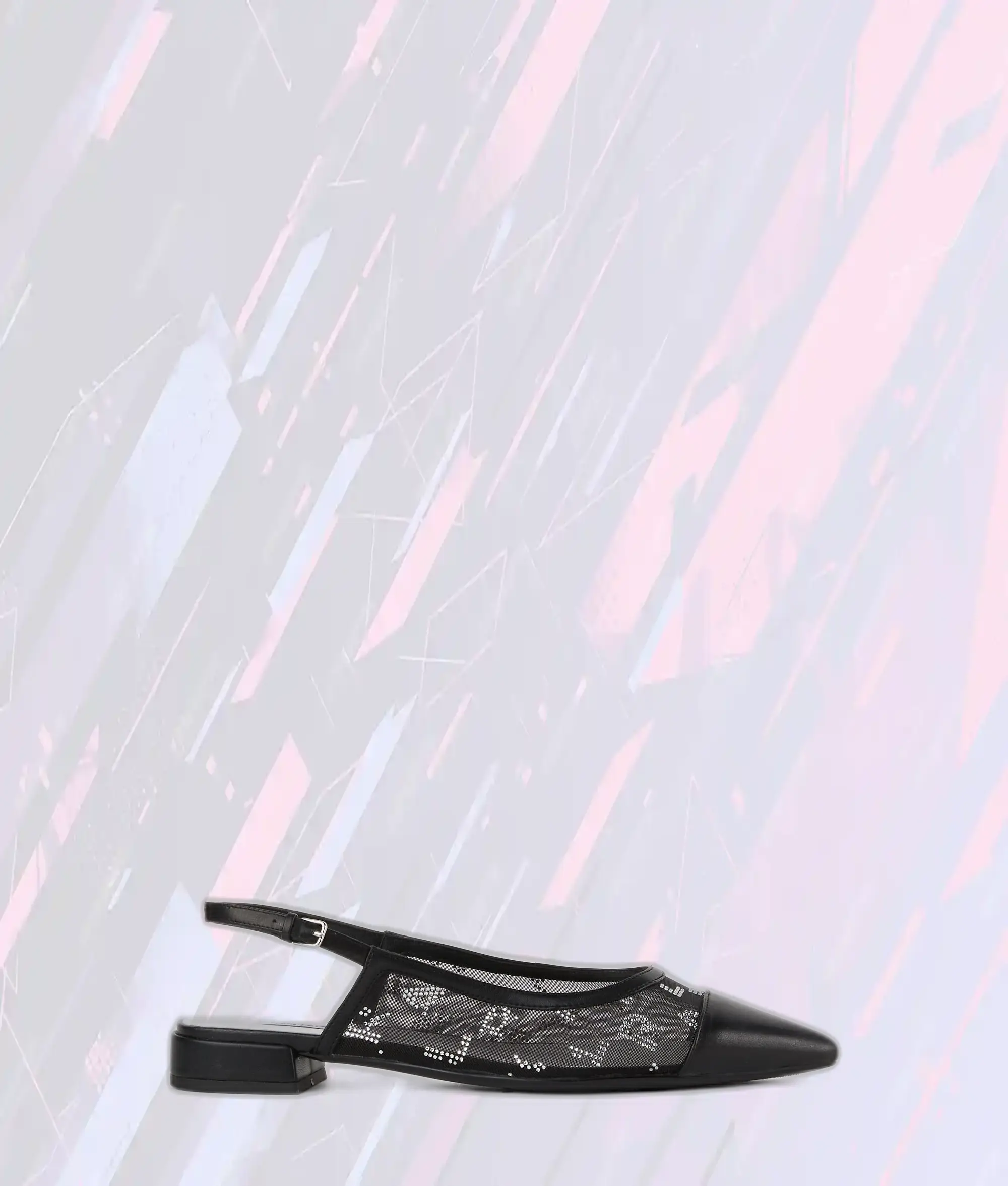 Escarpins à Brides Coulissantes Karl Lagerfeld Strass Noir/Argent Édition Limitée - Chaussures Femme Luxe