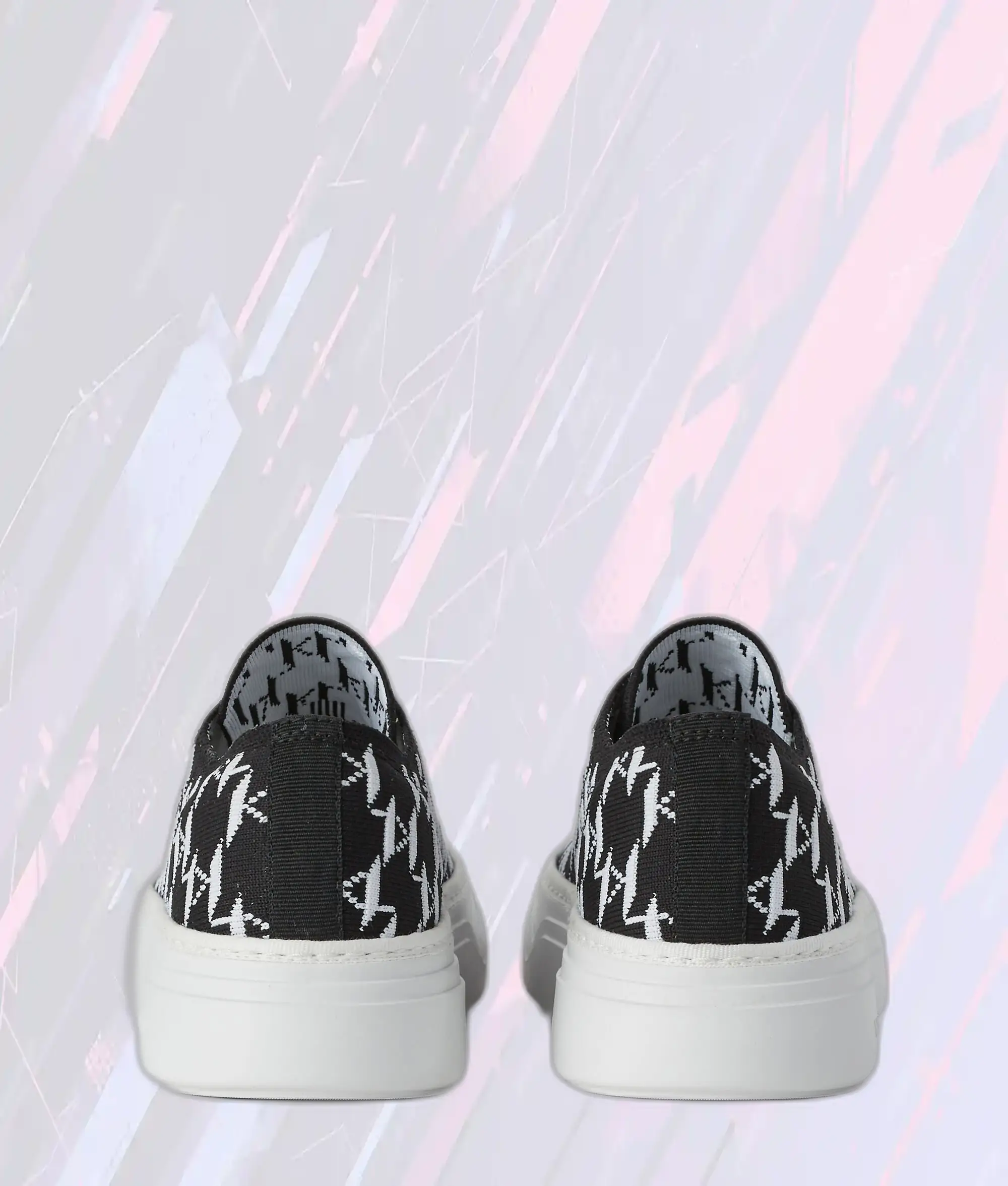 Chaussures de Sport Tricotées Karl Lagerfeld Motif Noir et Blanc avec Logo KL