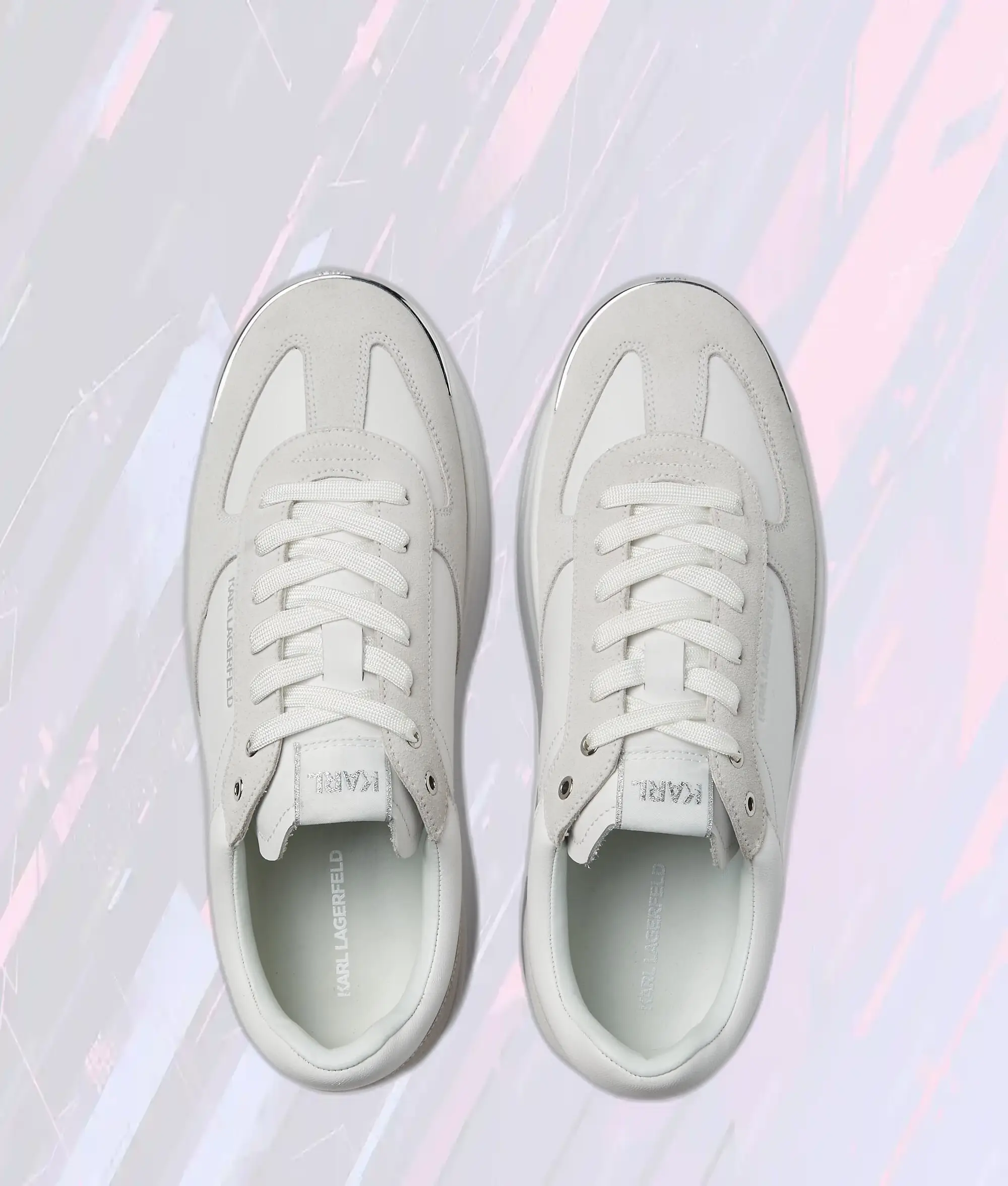 Karl Lagerfeld Baskets Sportives Blanc Neige avec Tablier Avant Kobo