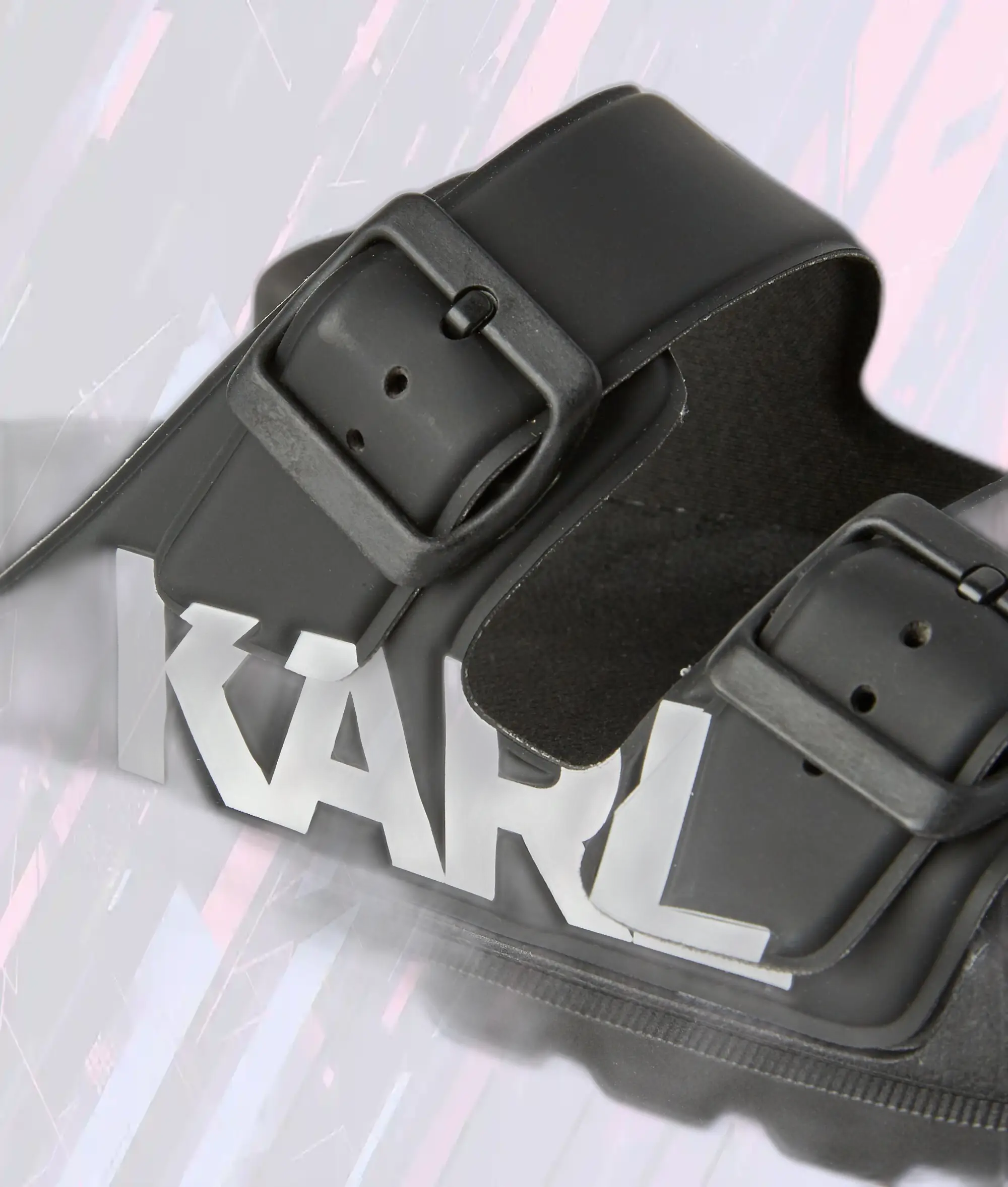 Sandales Élégantes Karl Lagerfeld à Double Lanières - Modèle Kondo Tred Bicolore Noir/Blanc
