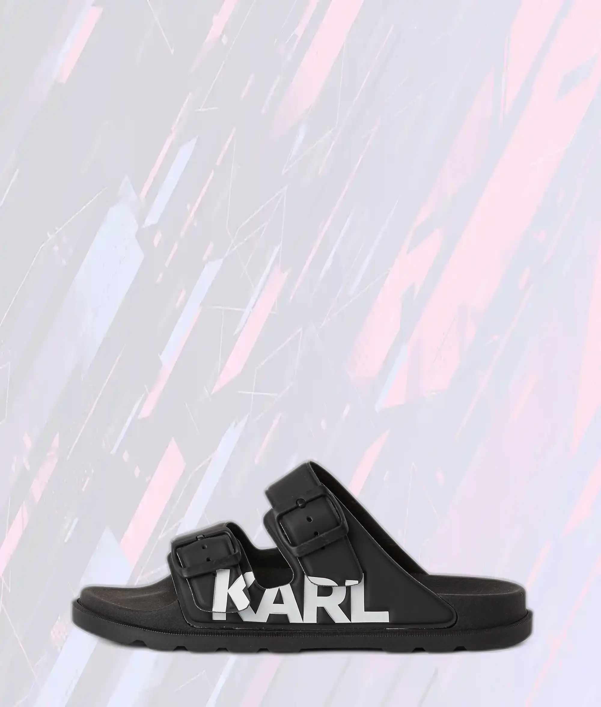 Sandales Élégantes Karl Lagerfeld à Double Lanières - Modèle Kondo Tred Bicolore Noir/Blanc