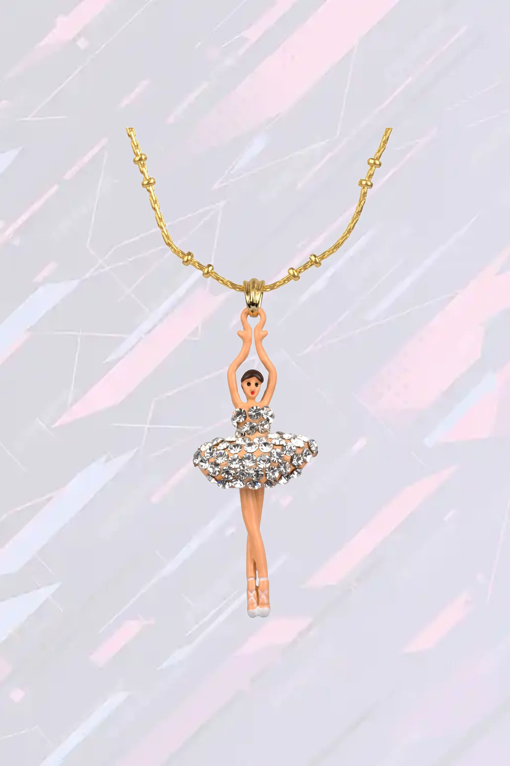 Pendentif ballerine en cristal - Collier artistique Les Néréides - Bijou fantaisie élégant avec médaillon précieux