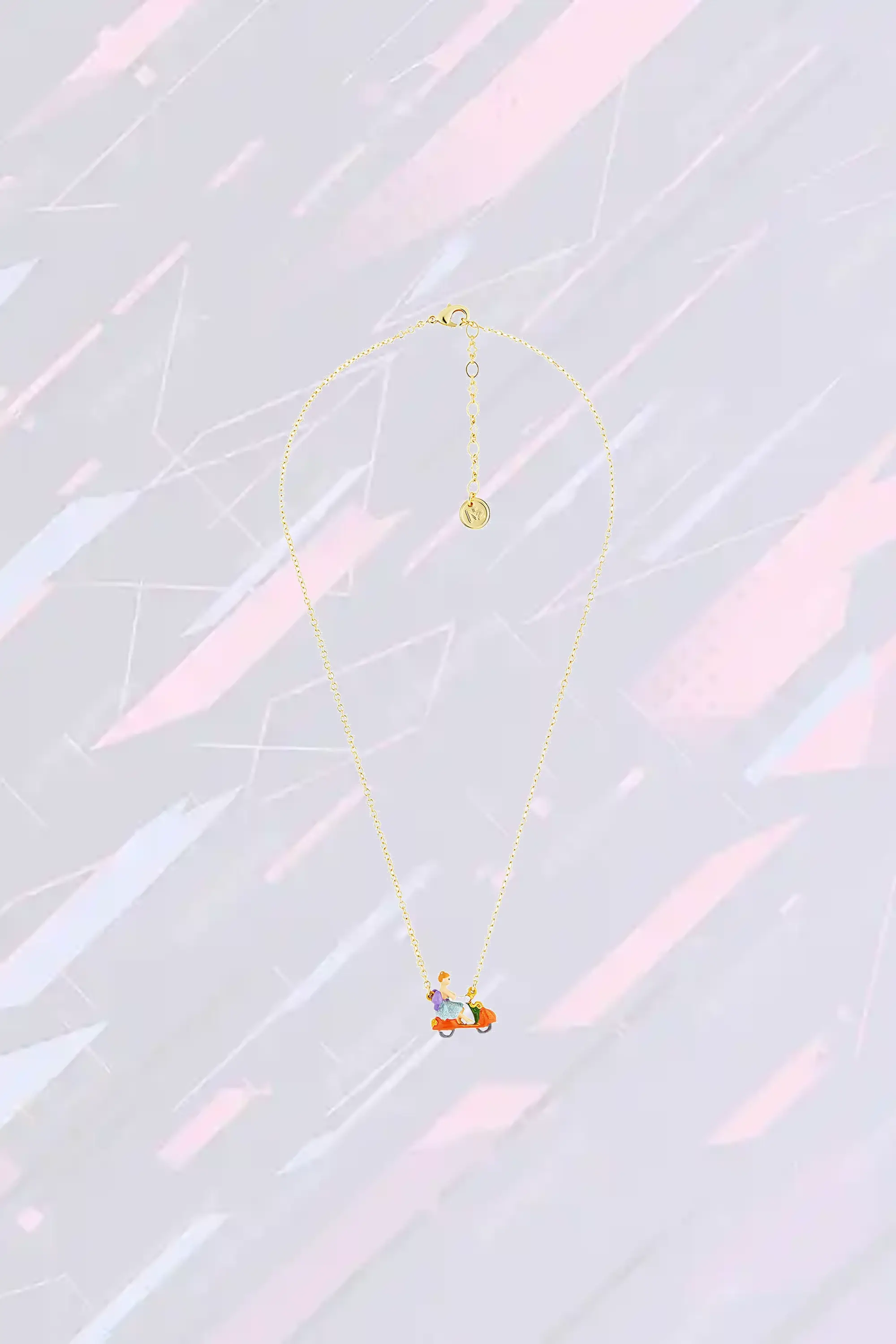 Collier Fantaisie Cendrillon - Pendentif Sculpté Citrouille-Volante en Métal Doré, Collection Les Néréides