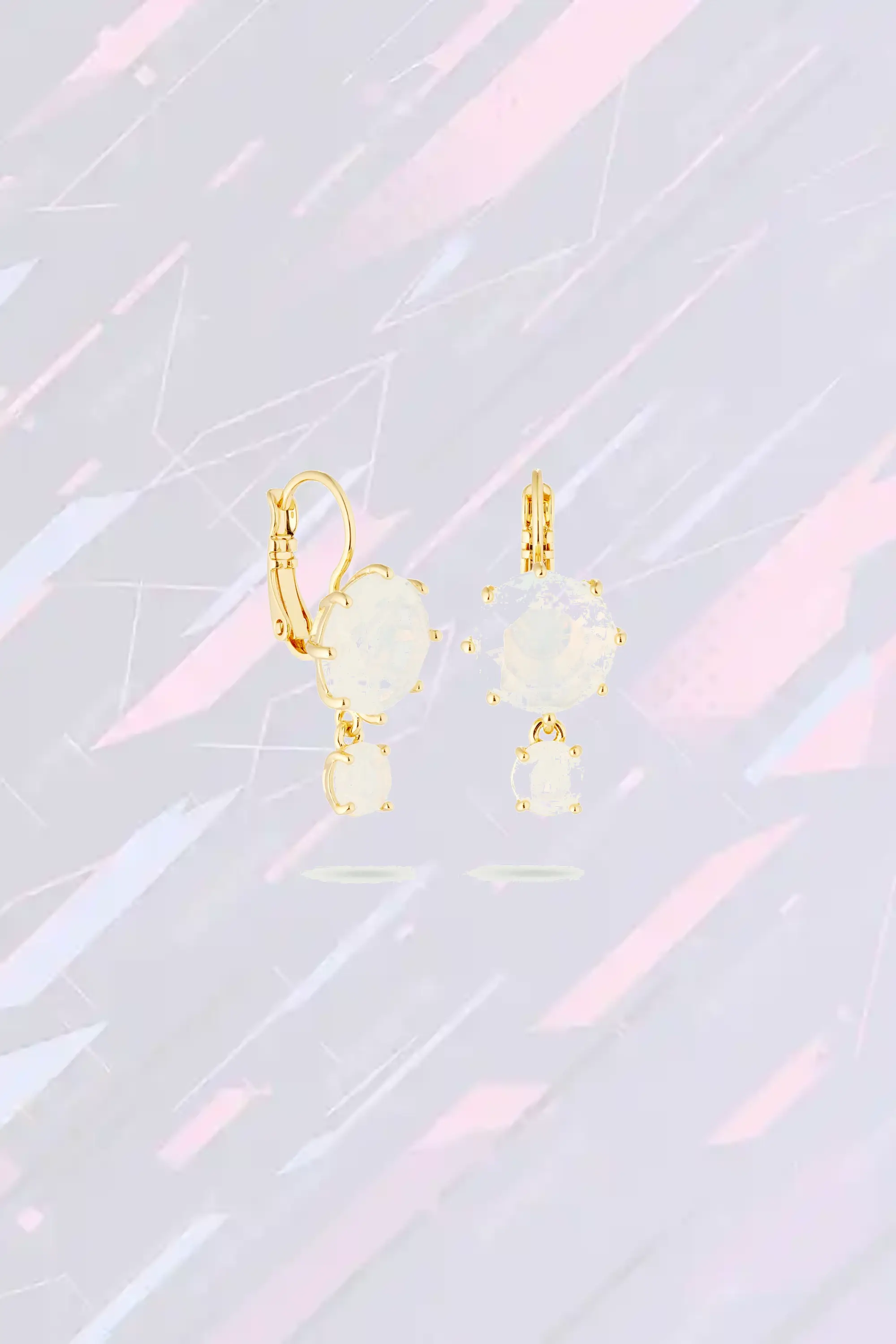 Boucles d'oreilles à clip Les Néréides - Gemmes jumelles opalescentes de la ligne Diamantine nacrée