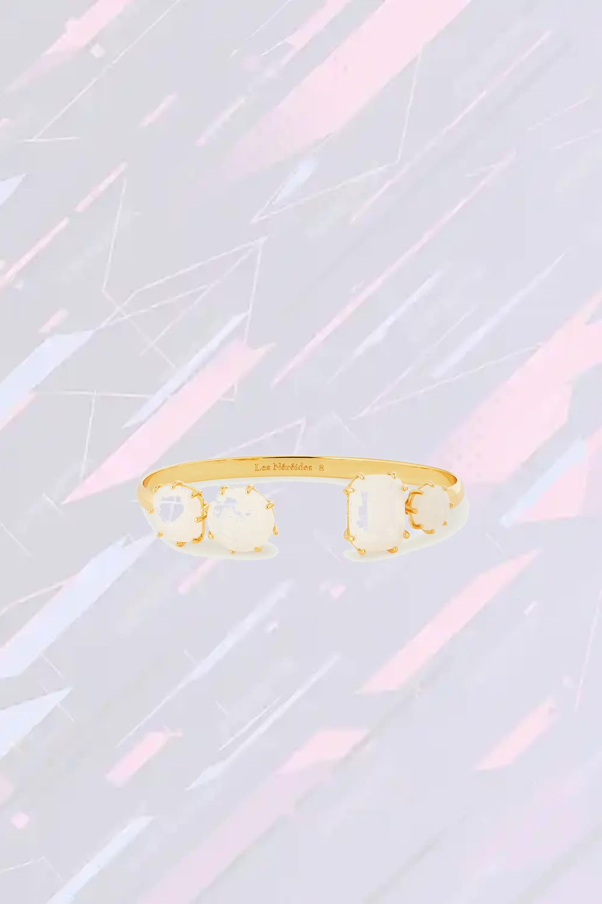 Bracelet rigide Les Néréides serti de quatre gemmes Diamantine blanc nacré