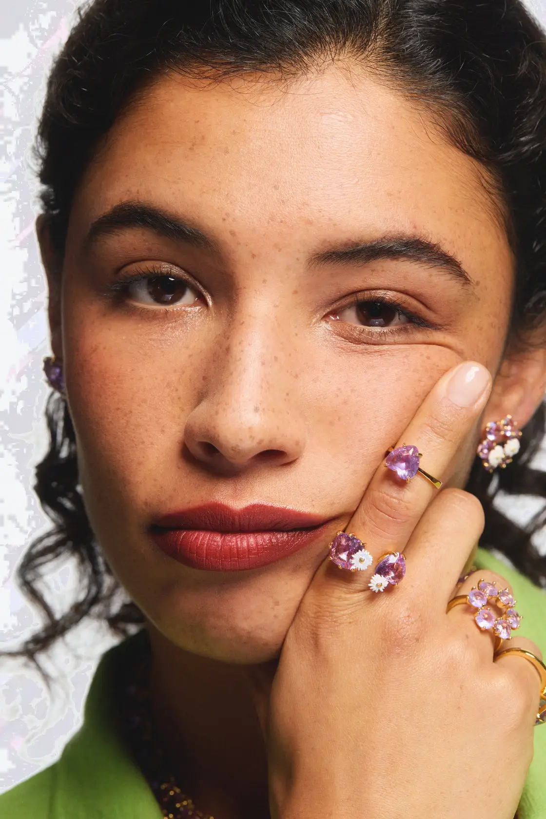 Bague Élégante Les Néréides avec Pierre Précieuse en Forme de Cœur Lavande - Collection Diamantine Unique