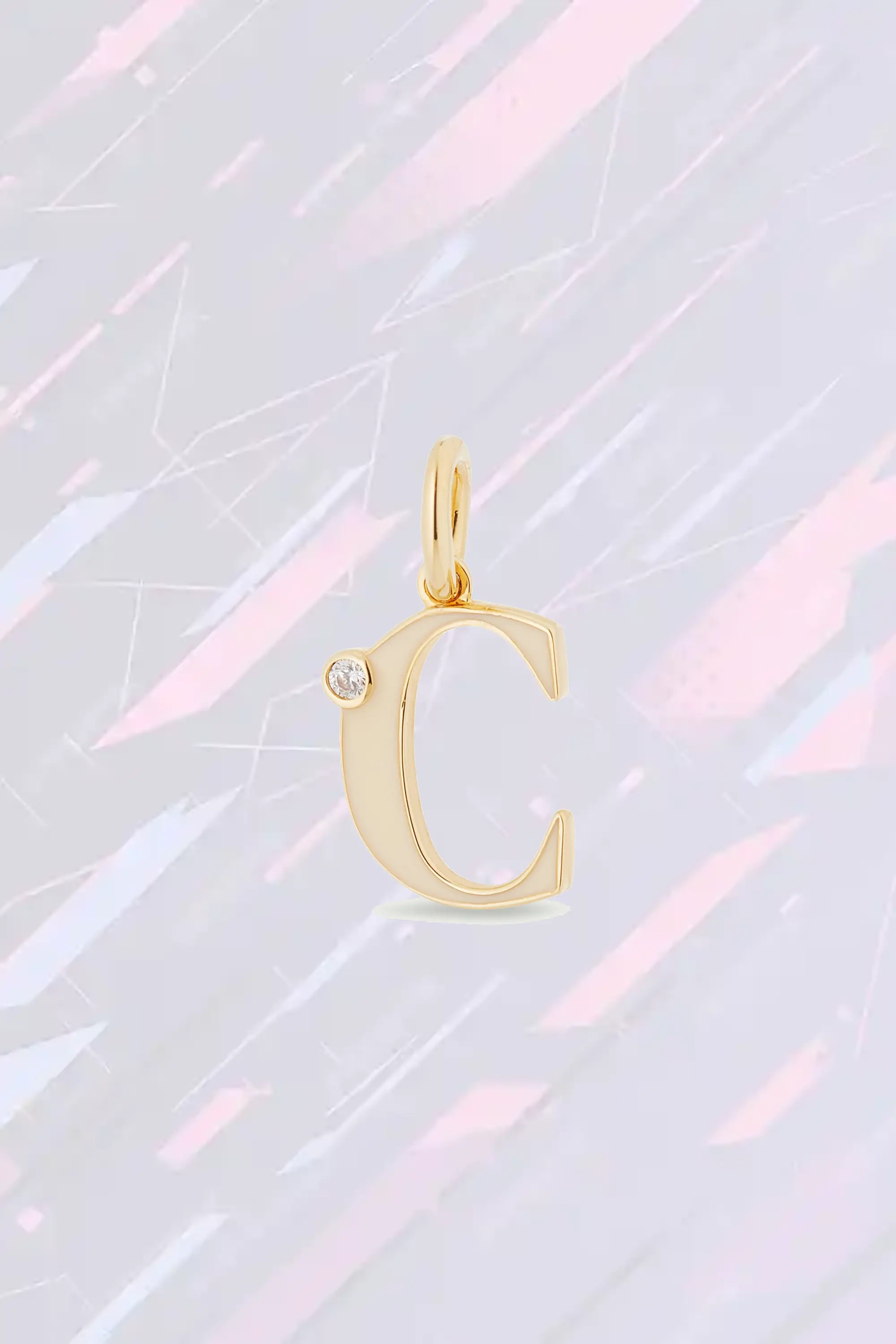 Collier fantaisie Les Néréides avec médaillon initiale C - Pendentif élégant lettre latine en métal doré
