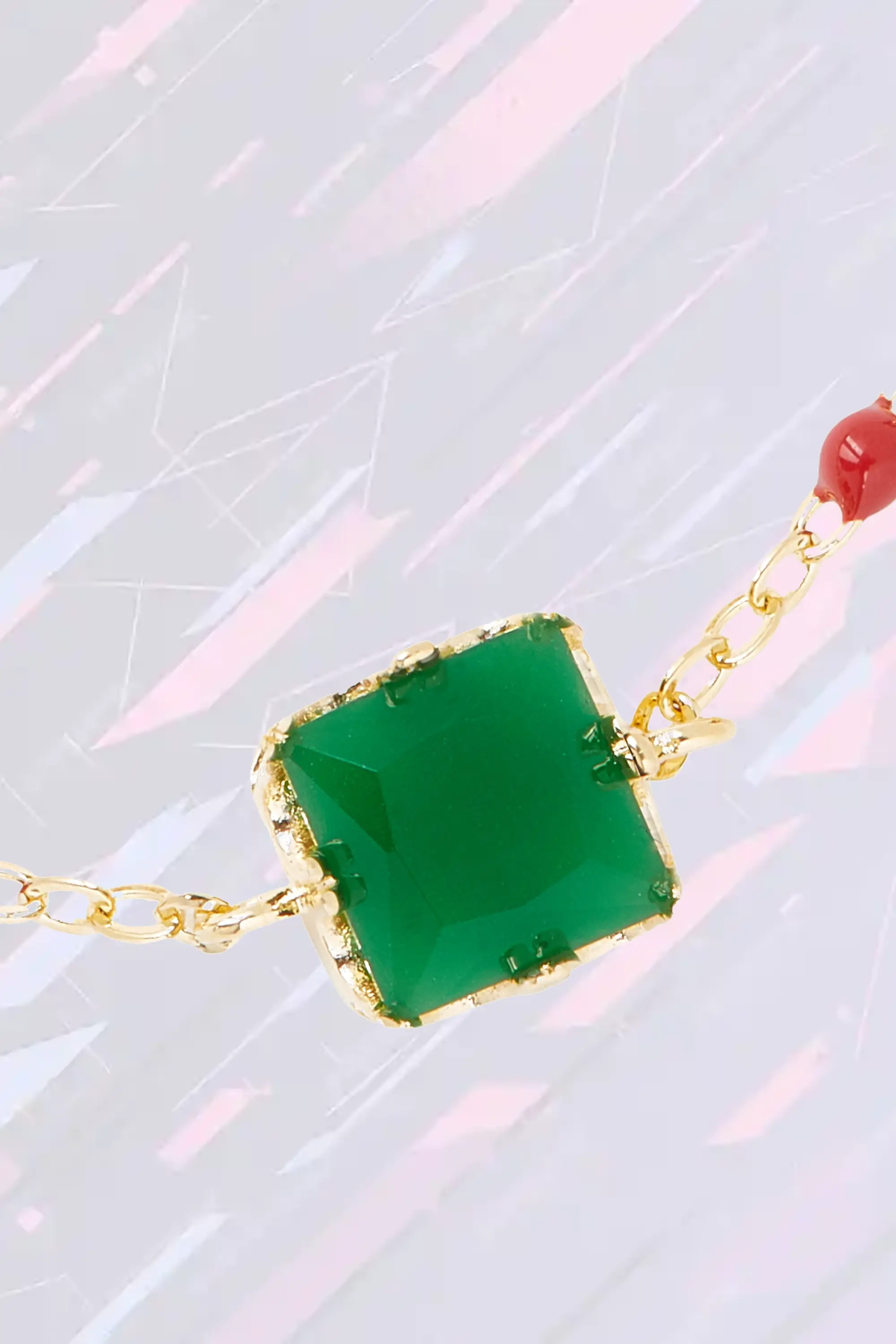 Bracelet Les Néréides en pierre semi-précieuse émeraude à facettes carrées