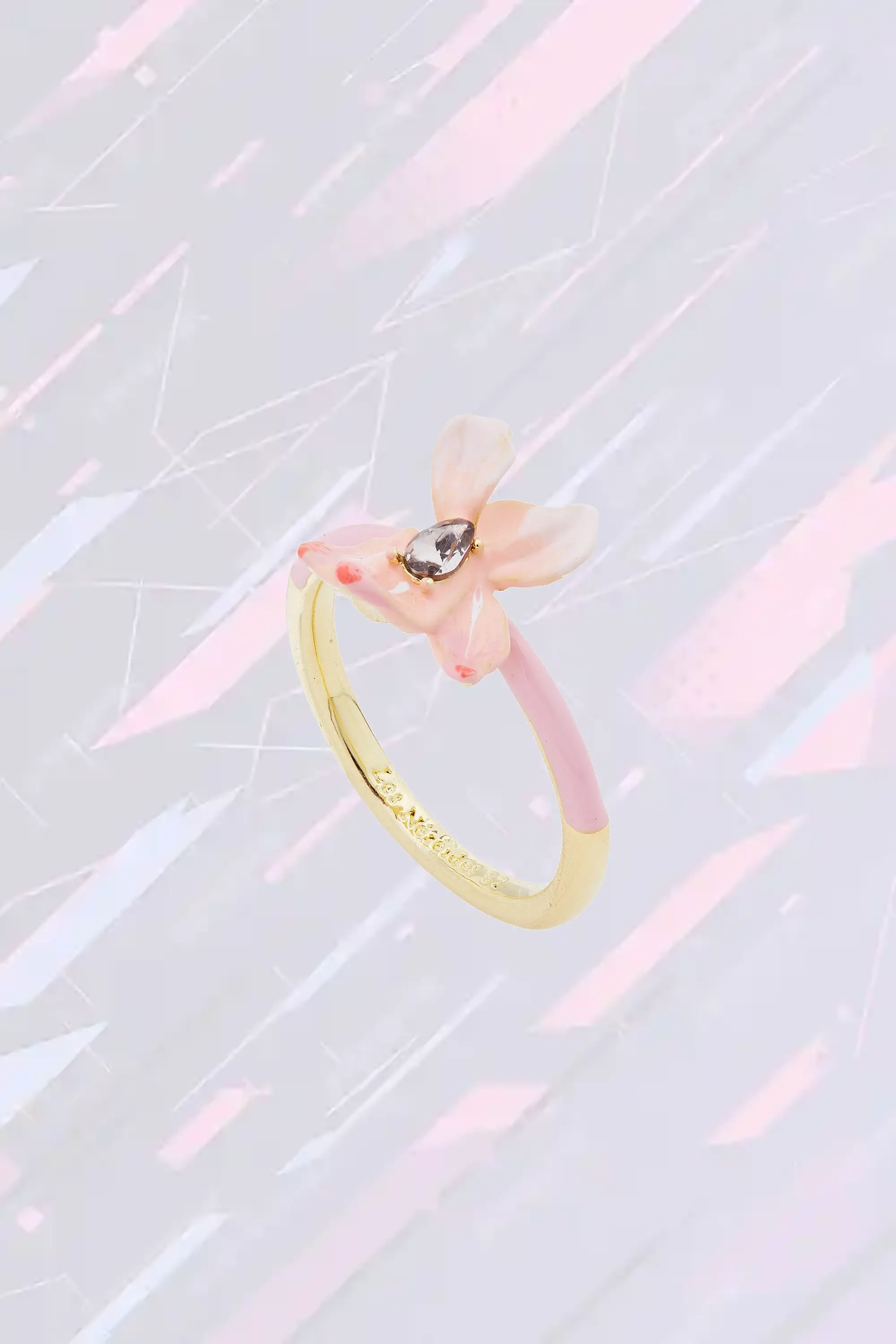 Anneau féminin Les Néréides - Iris nuancé rose et cristal scintillant
