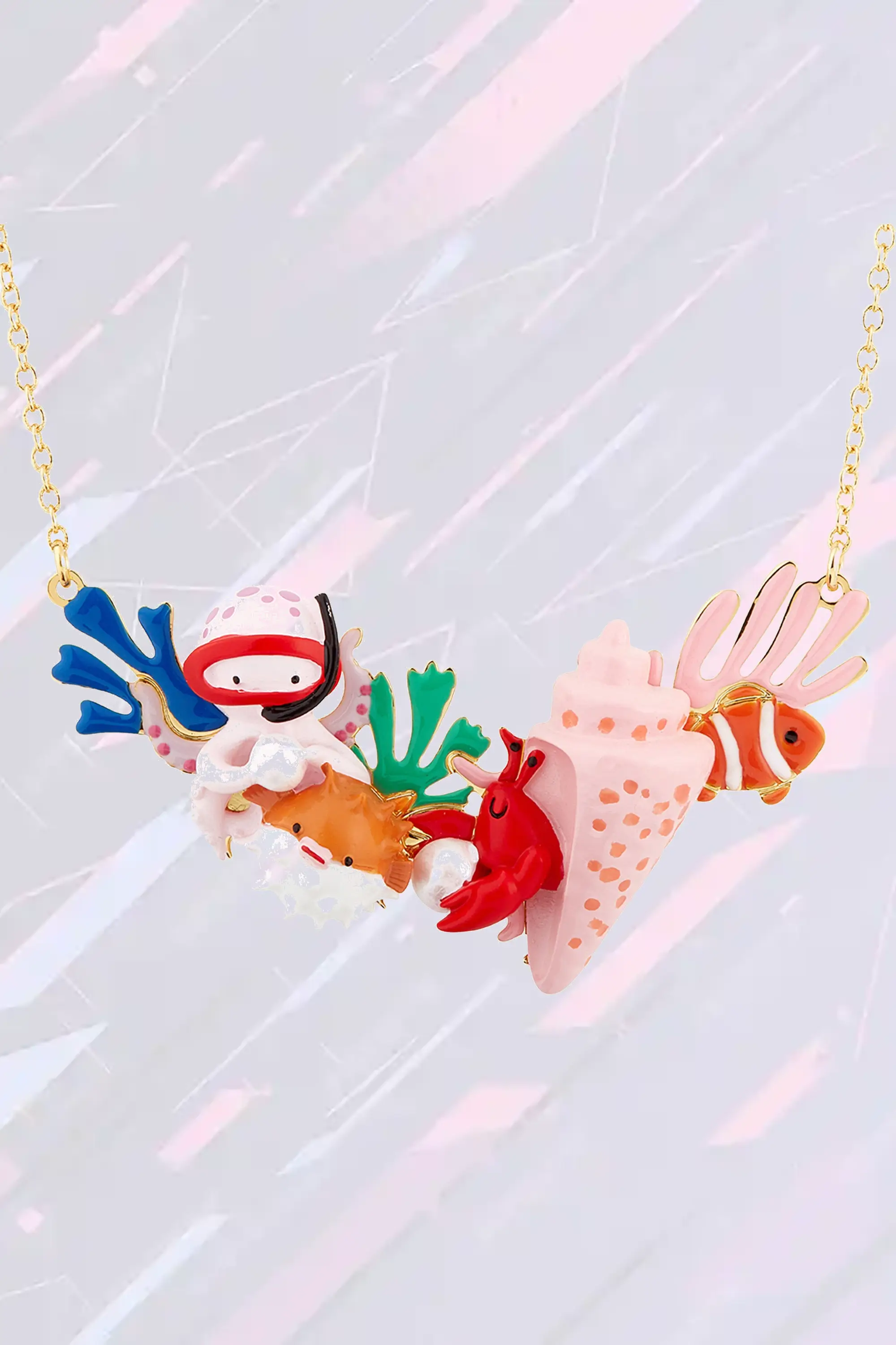 Collier Méduse Élégant avec Pendentif Faune Marine - Création Néréides