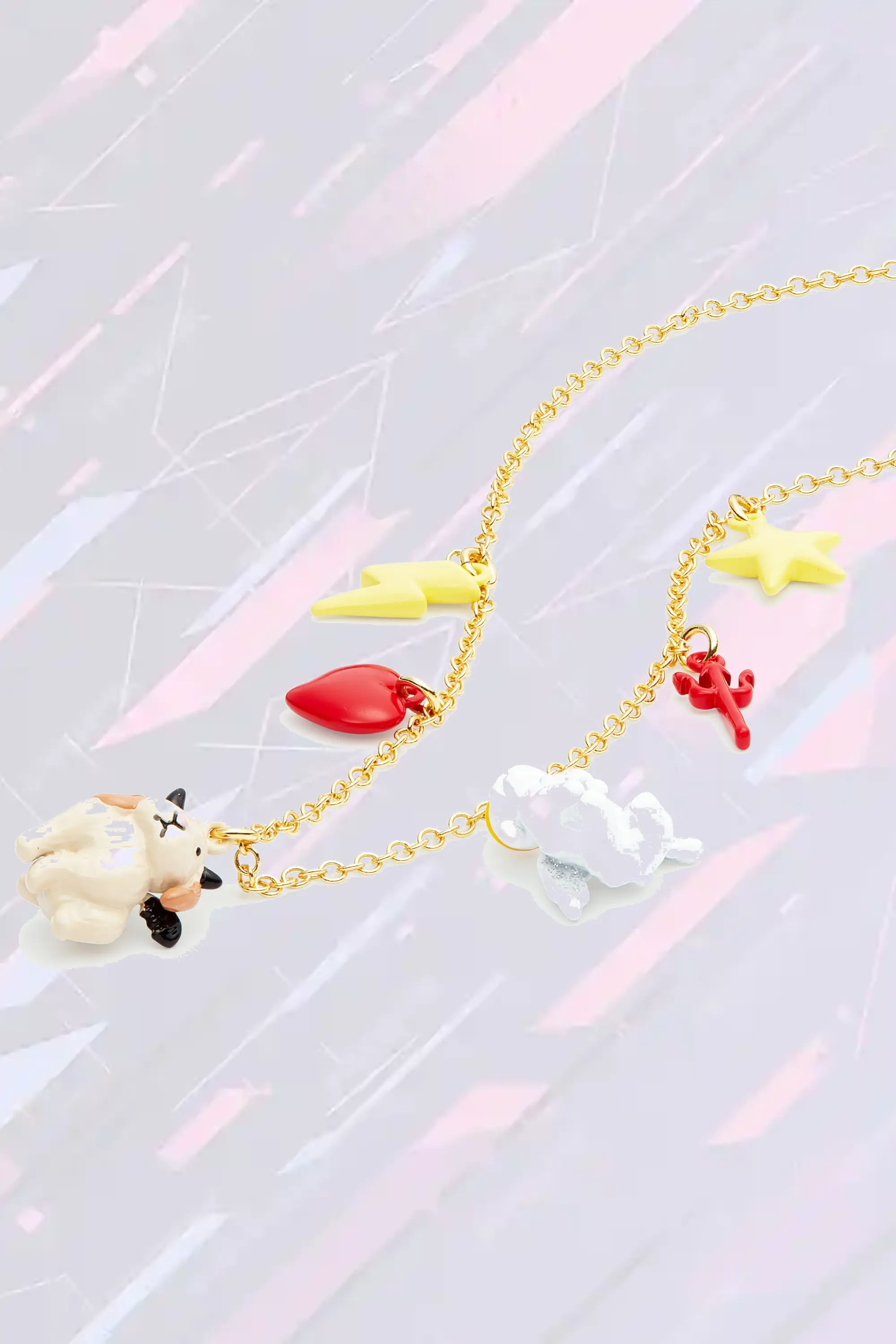 Les Néréides - Chaîne délicate avec pendentifs lapin céleste et lapin mystique