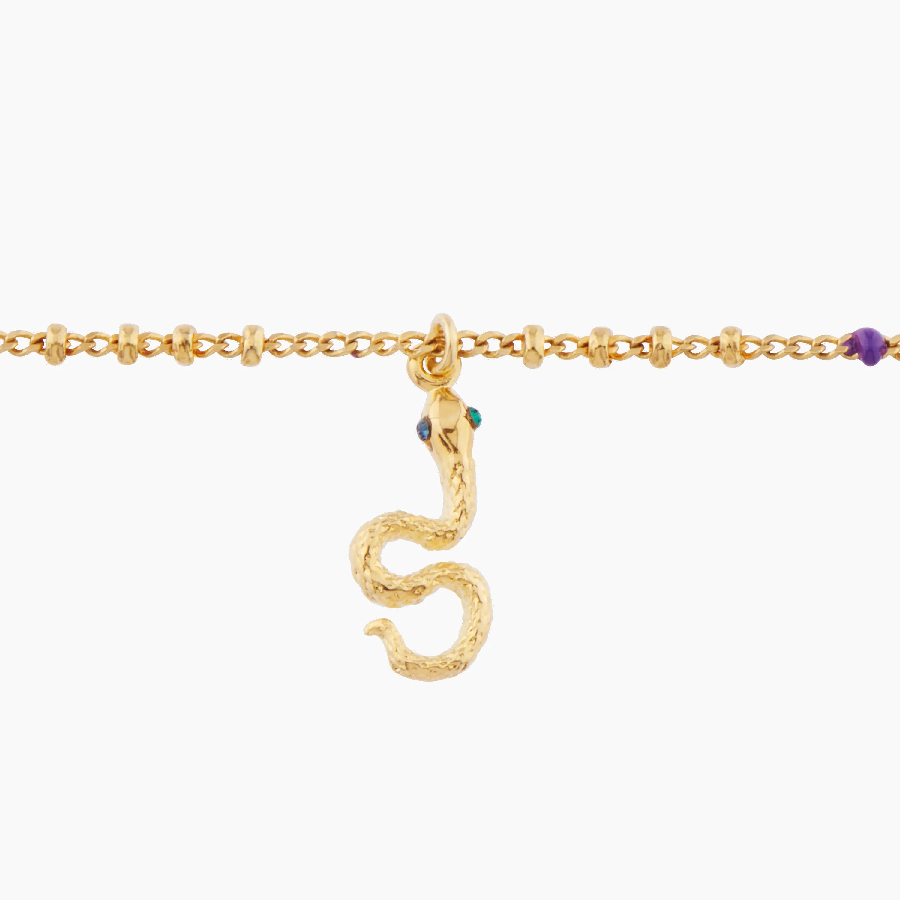 Bracelet Les Néréides avec pendentif ophidien en métal argenté